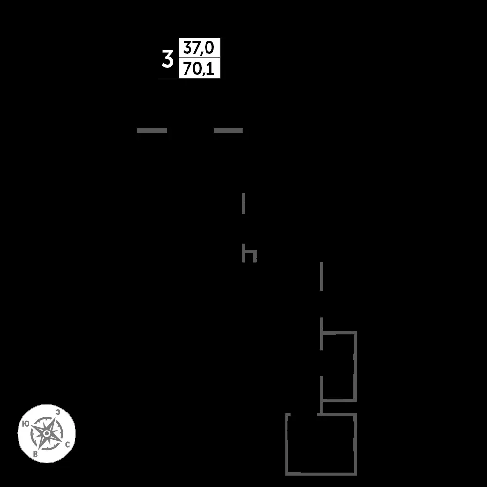 3-комнатная, 71,1 м² — 15 888 362 ₽