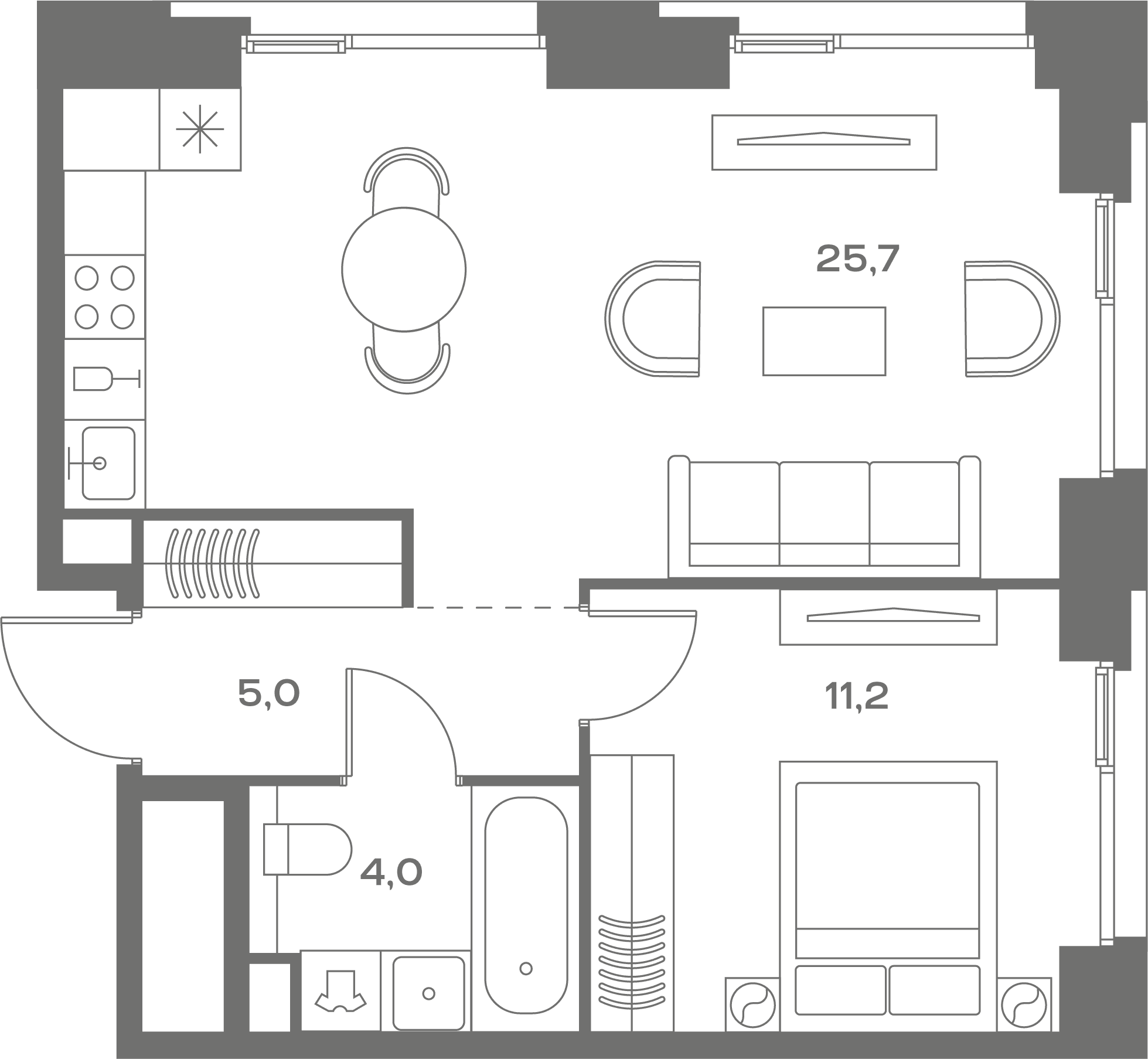 1-комнатная, 45,9 м² — 35 508 240 ₽
