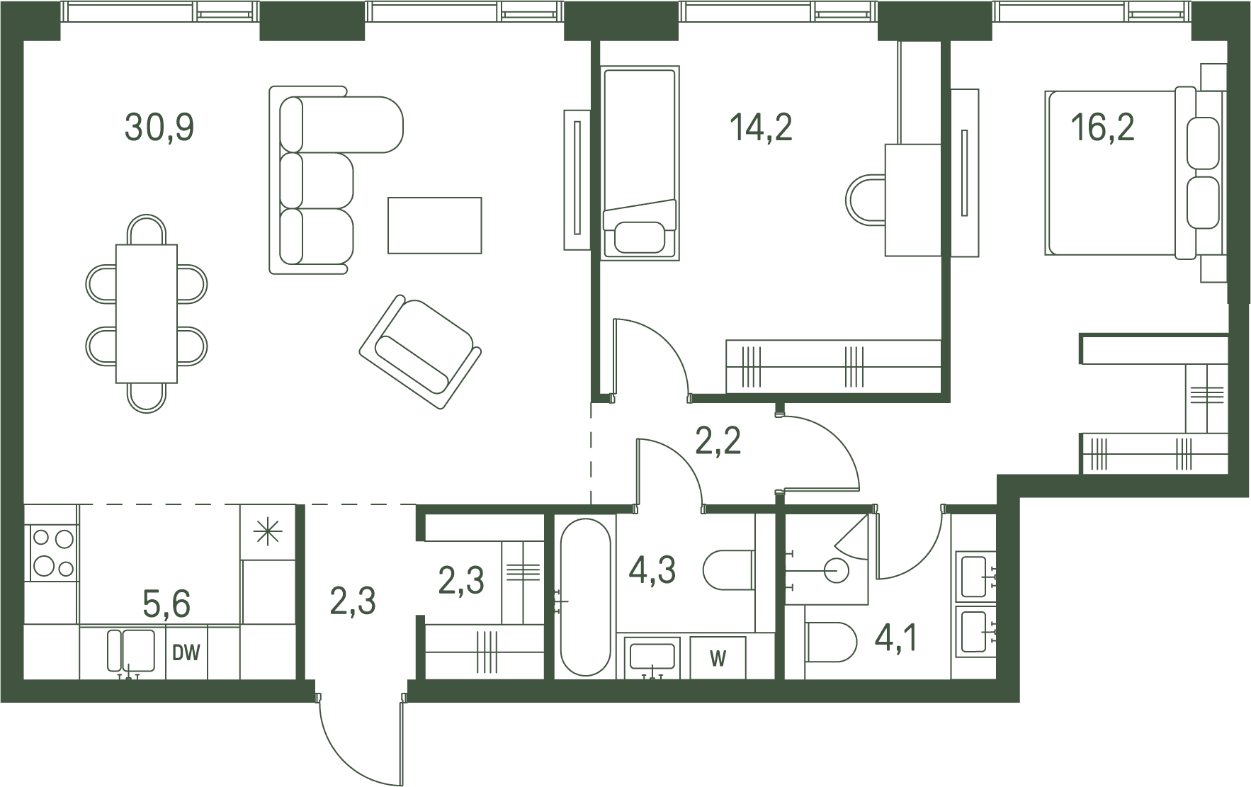 2-комнатная, 82,1 м² — 54 727 860 ₽