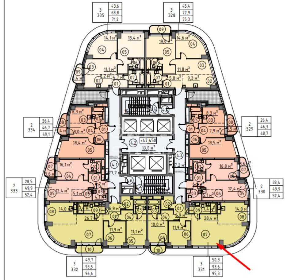 3-комнатная, 95,3 м² — 62 000 000 ₽