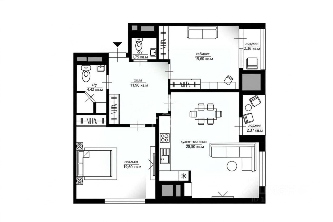3-комнатная, 84 м² — 105 000 000 ₽