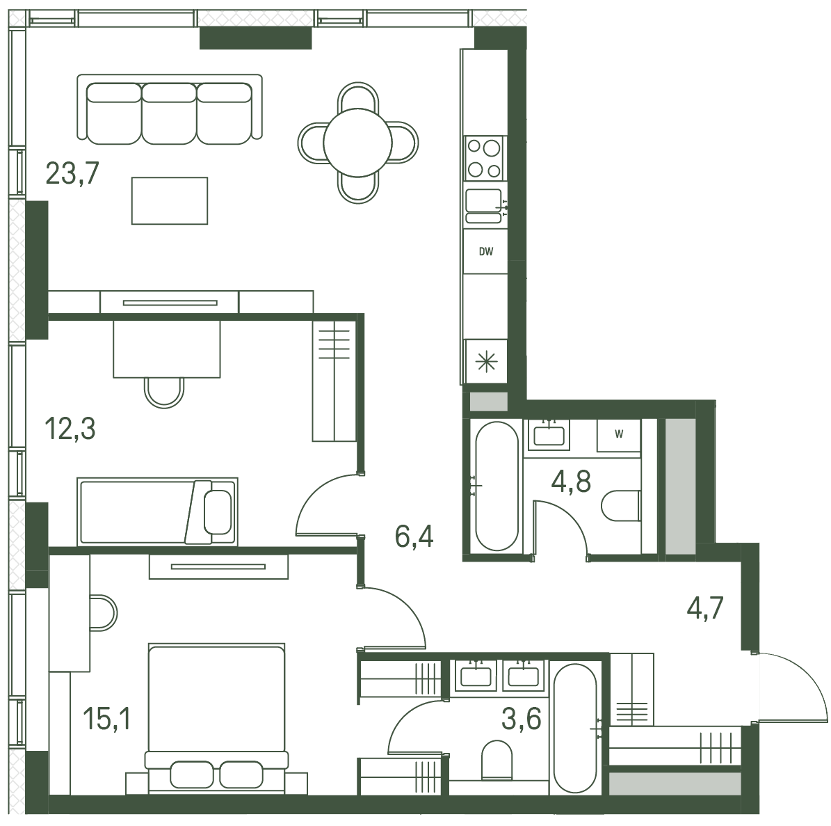 2-комнатная, 70,6 м² — 49 963 620 ₽