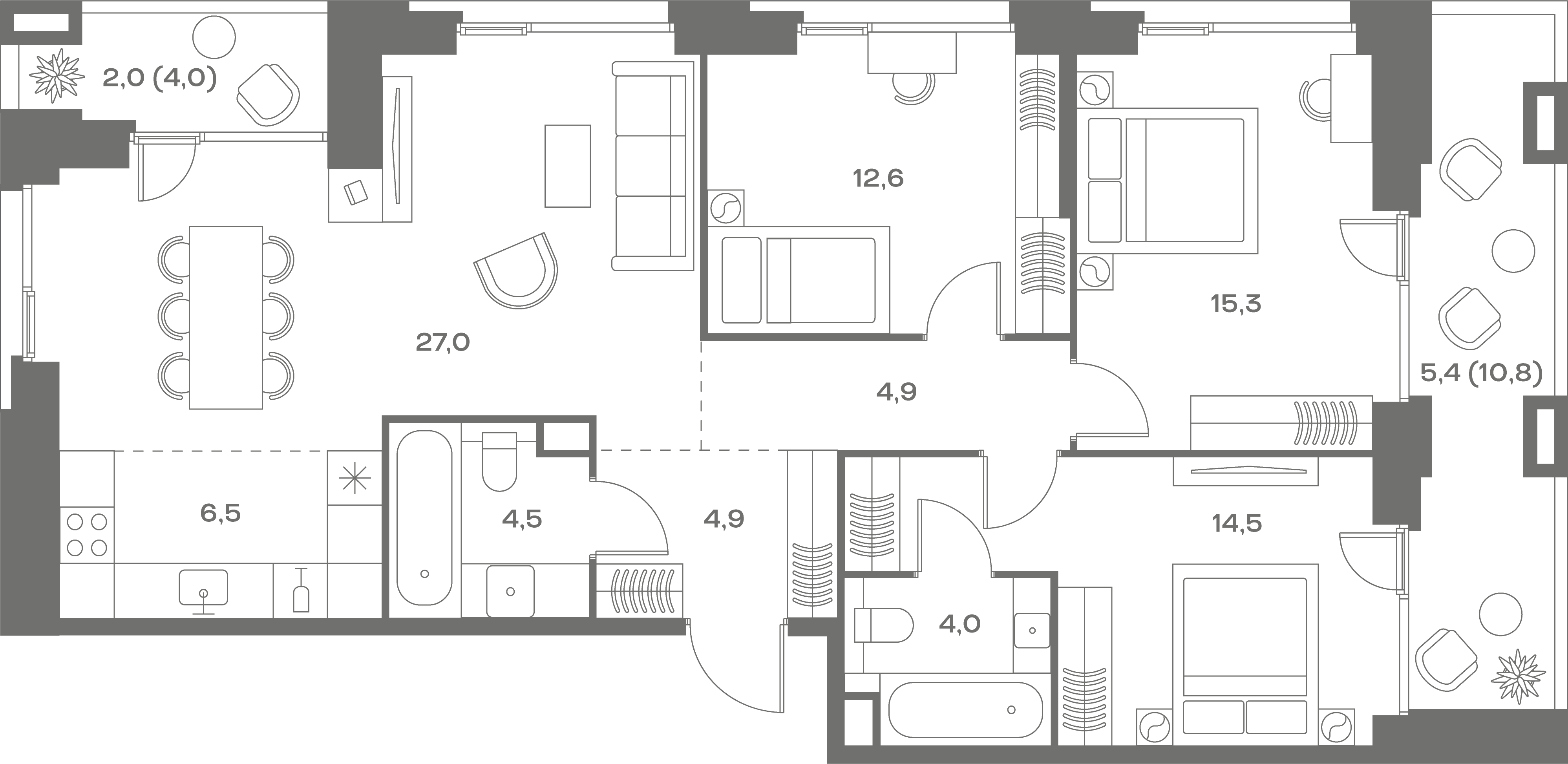 3-комнатная, 101,6 м² — 83 789 520 ₽