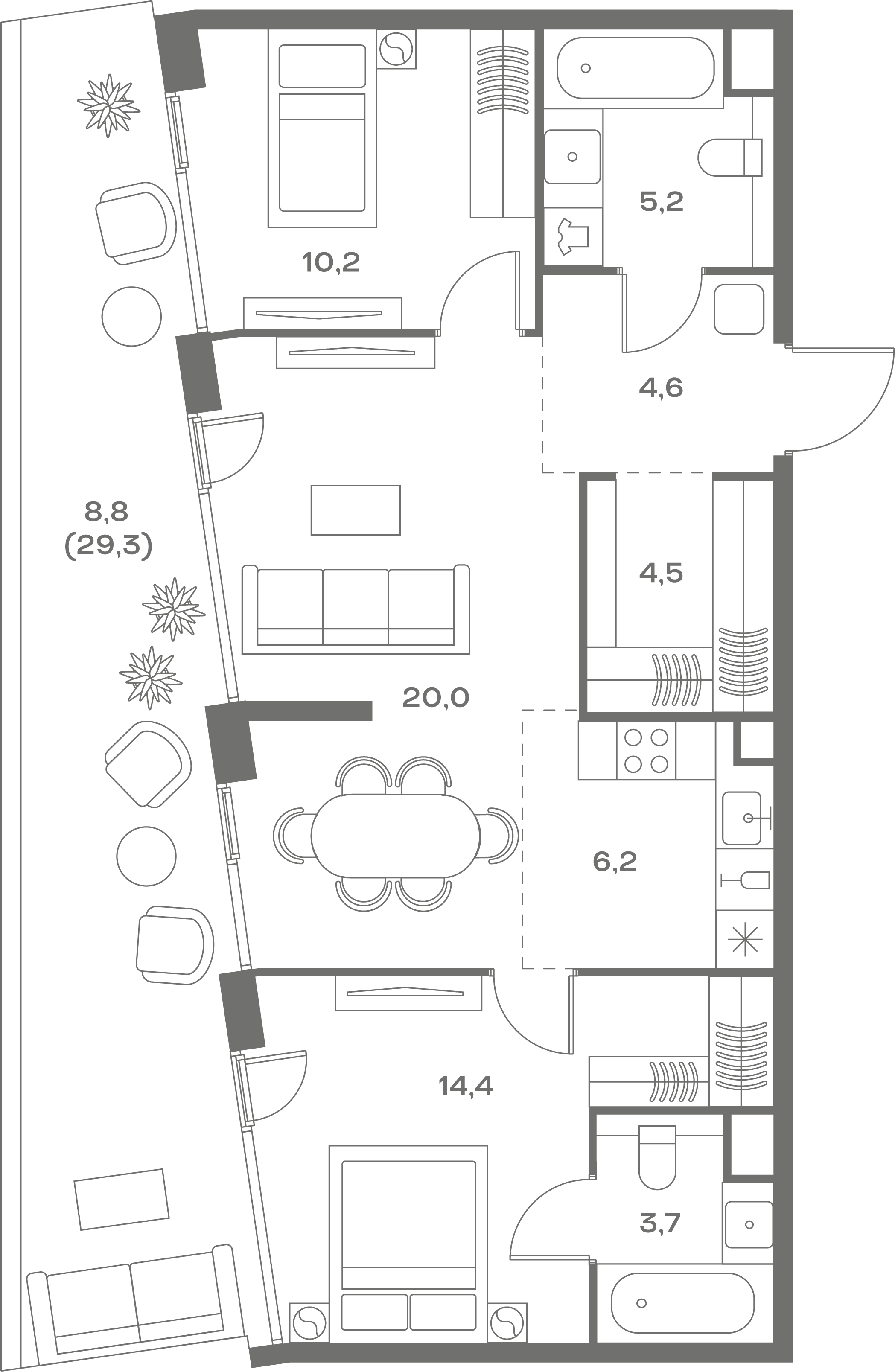 2-комнатная, 77,6 м² — 60 419 360 ₽