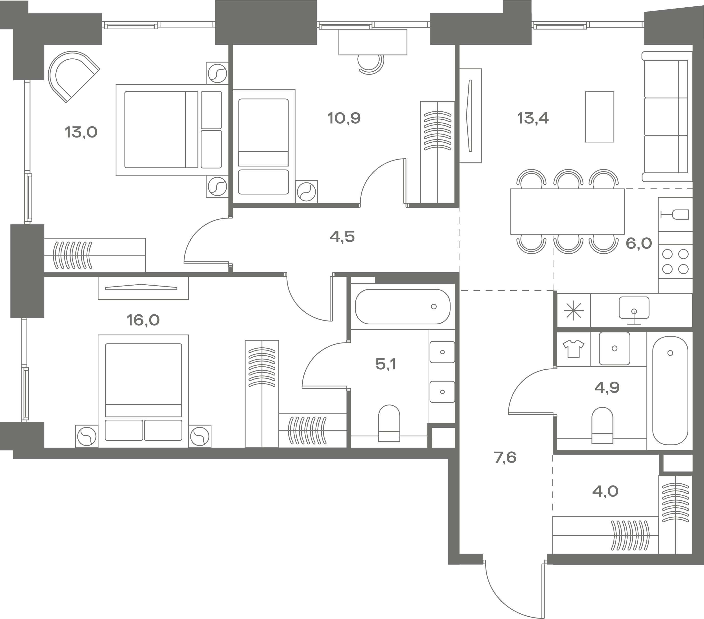 3-комнатная, 85,4 м² — 50 488 480 ₽