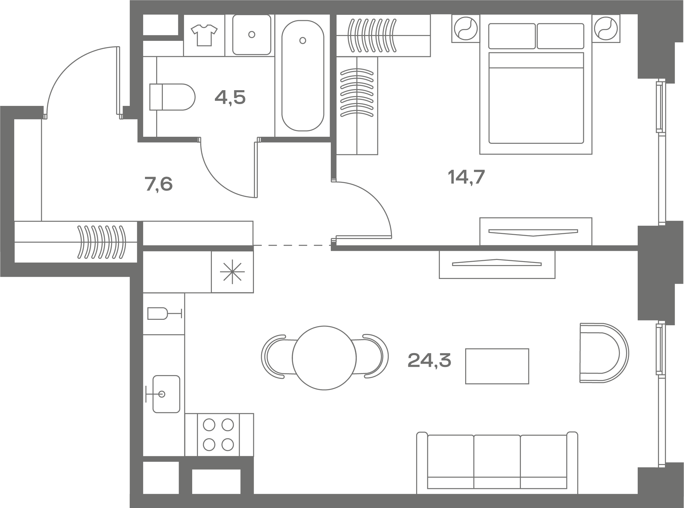 1-комнатная, 51,1 м² — 39 142 600 ₽