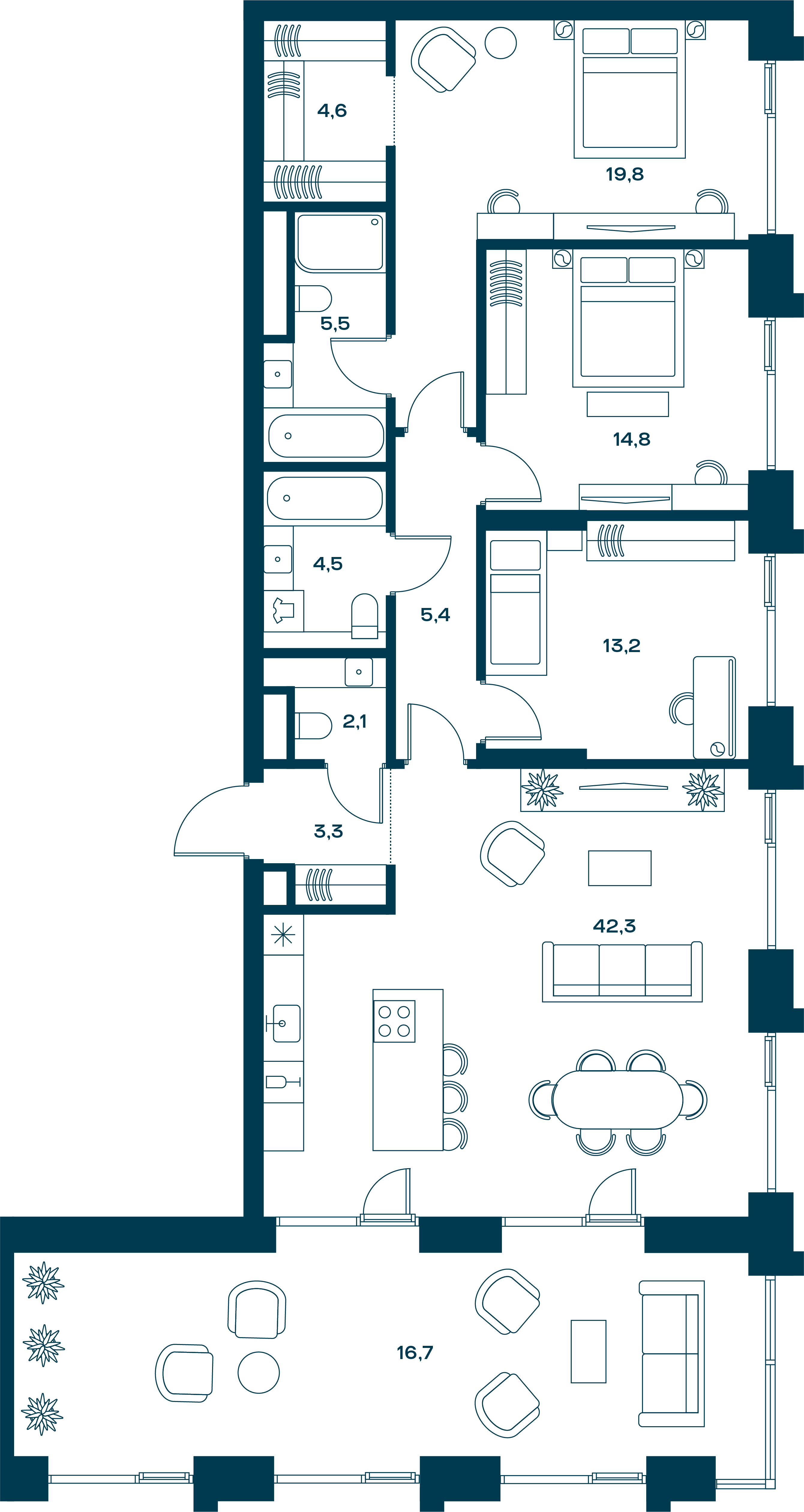 3-комнатная, 137,2 м² — 130 024 440 ₽