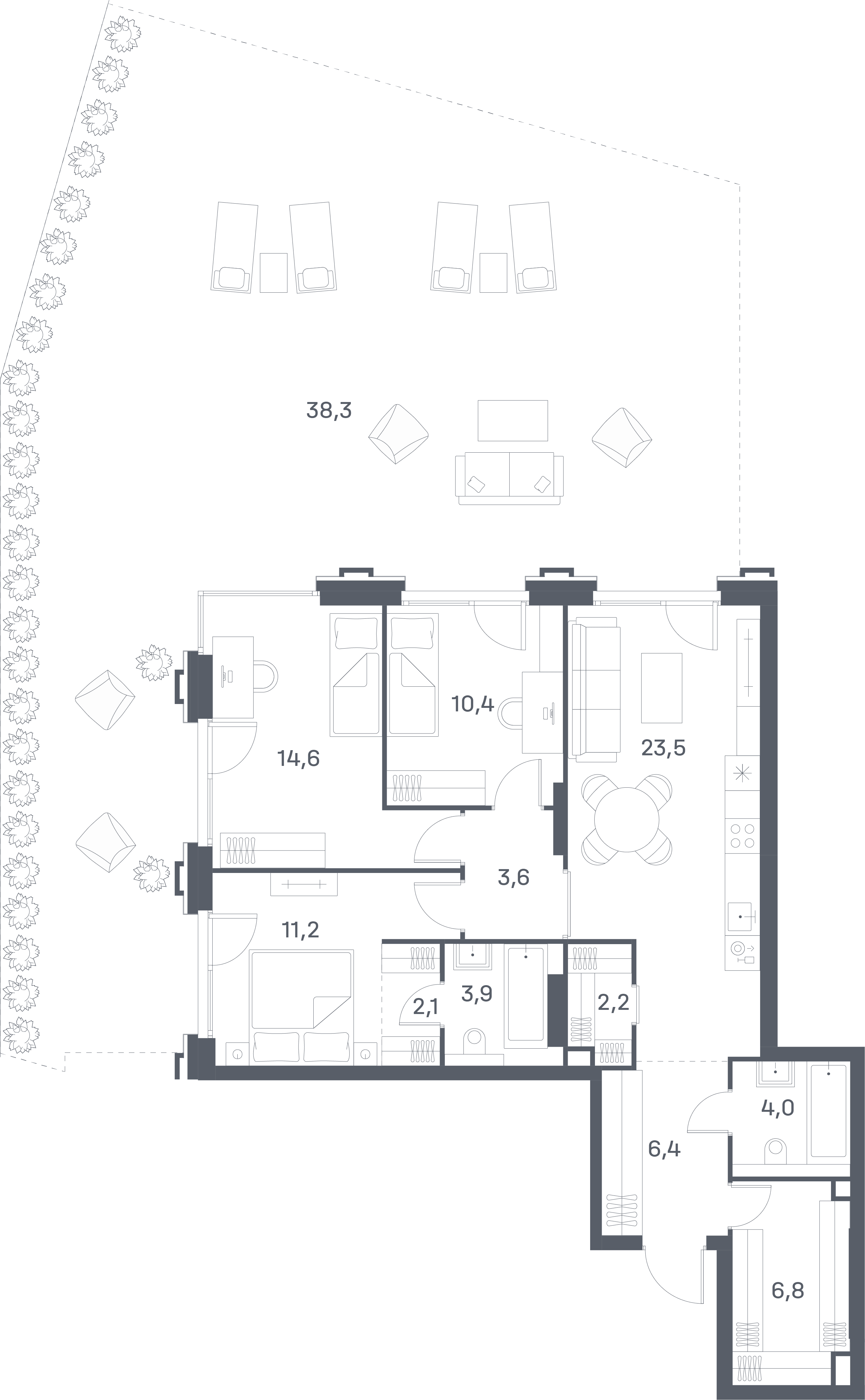 3-комнатная, 127 м² — 85 217 000 ₽