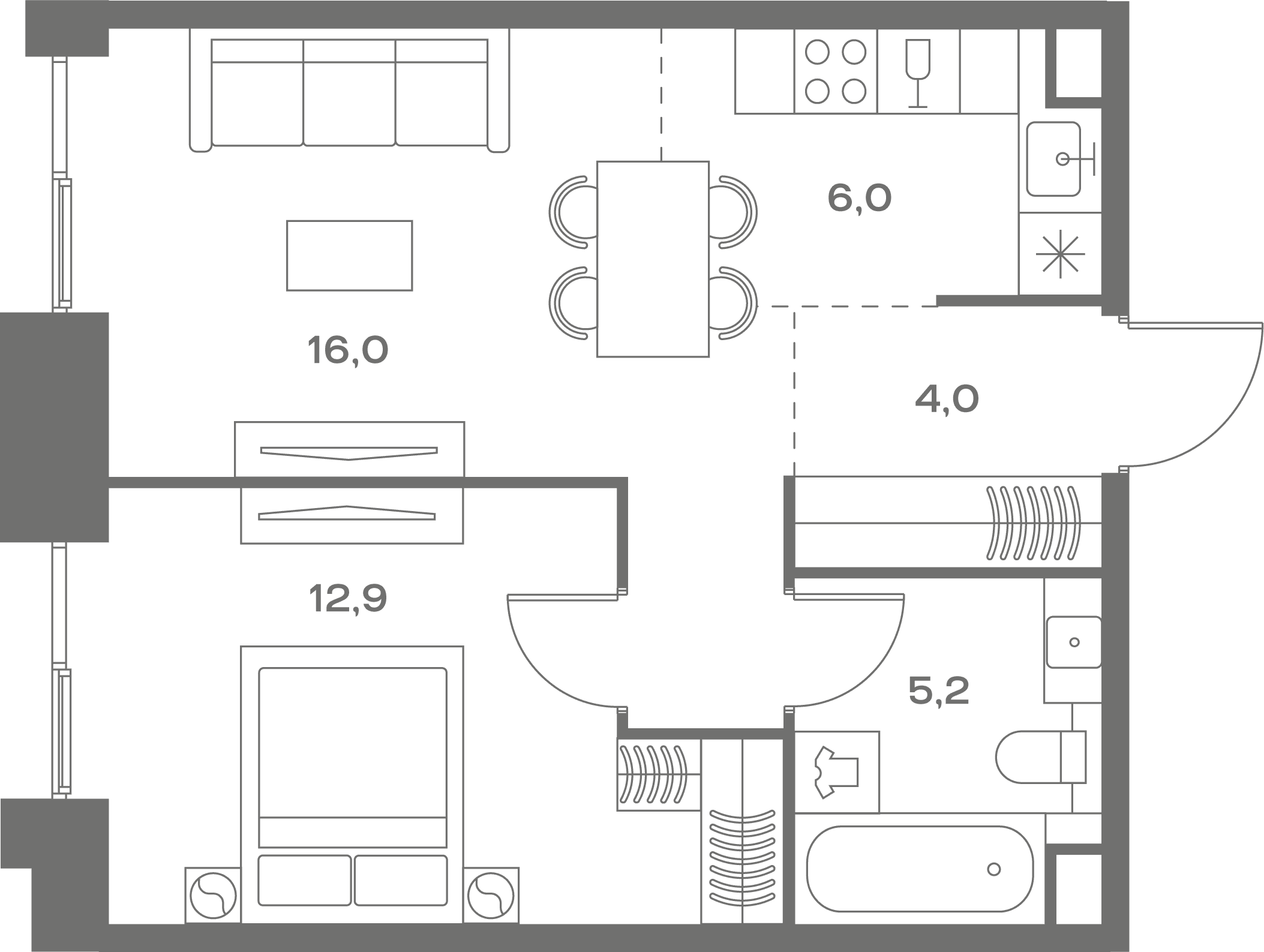 1-комнатная, 44,1 м² — 30 764 160 ₽