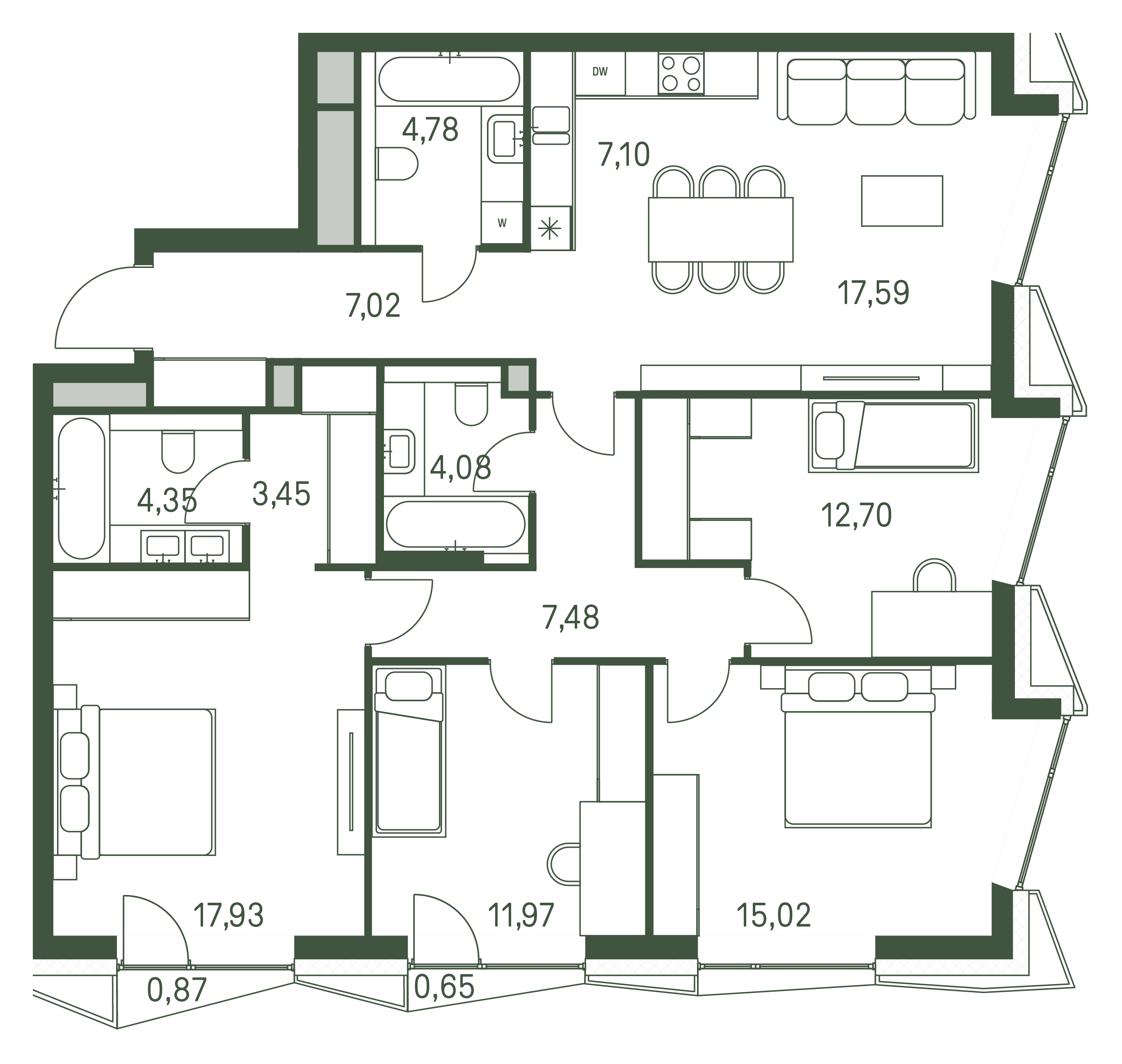 4-комнатная, 113,4 м² — 93 657 060 ₽