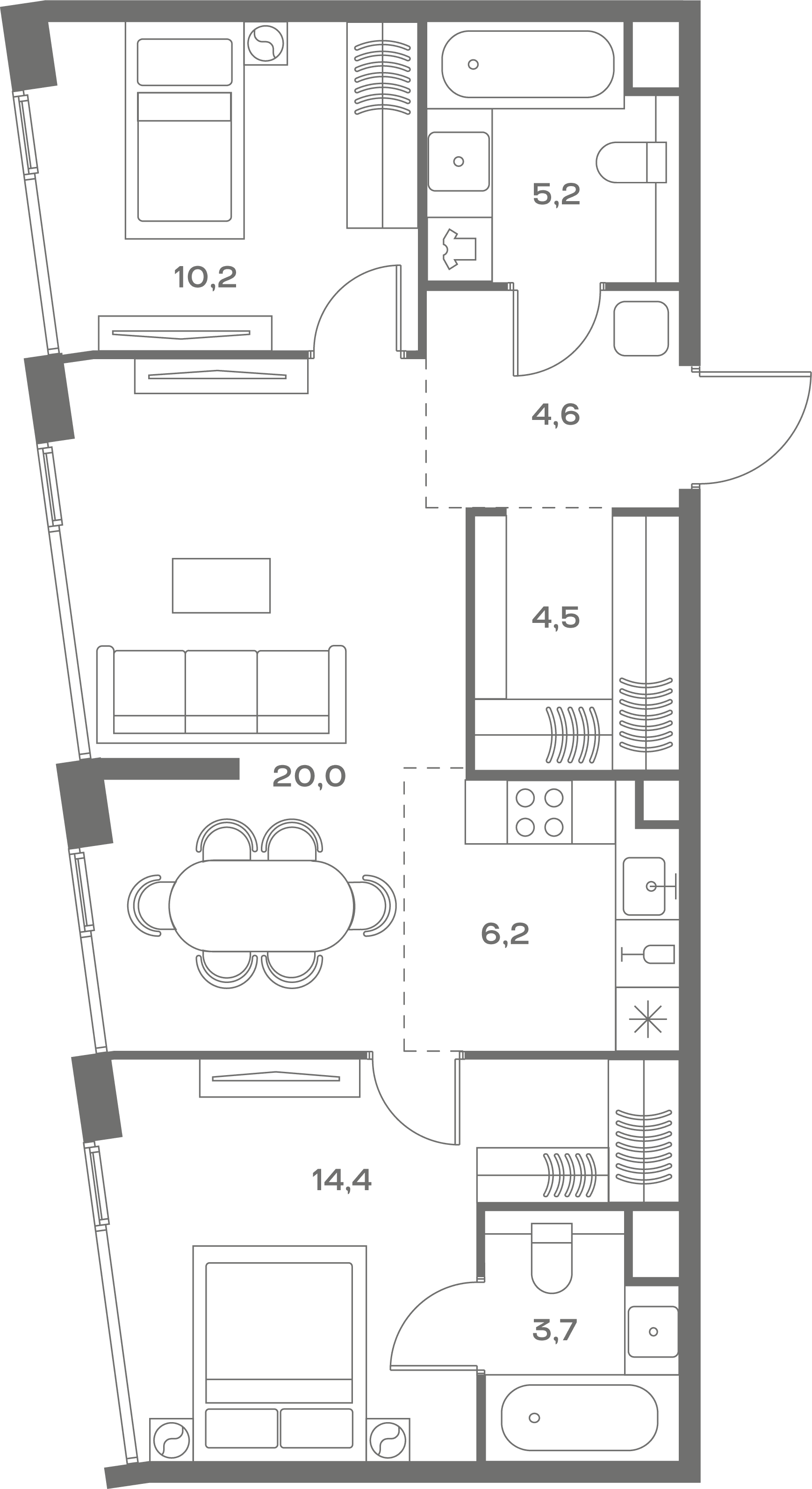 2-комнатная, 68,8 м² — 54 035 520 ₽