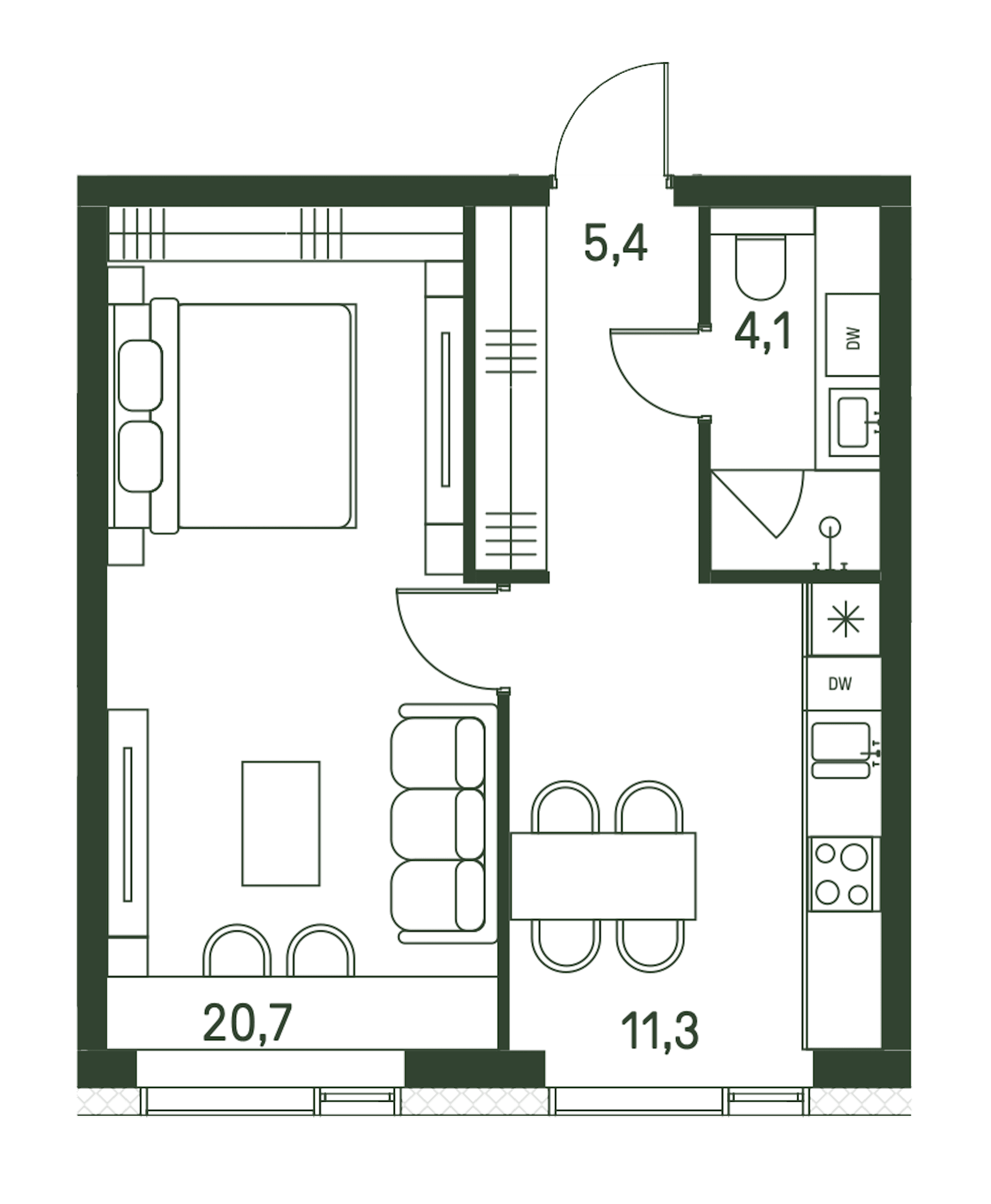 1-комнатная, 41,5 м² — 31 552 450 ₽