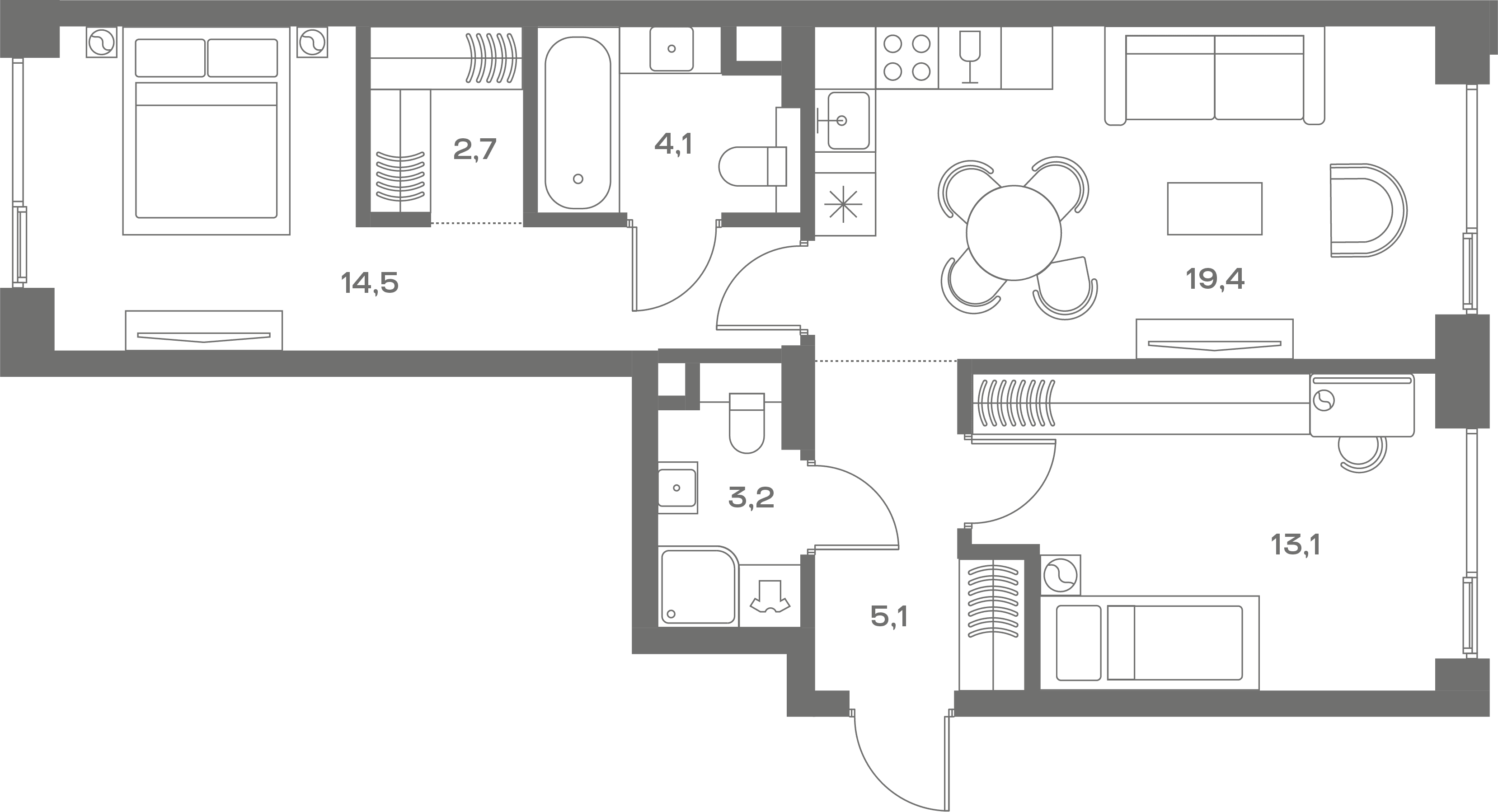 3-комнатная, 93,3 м² — 87 860 610 ₽