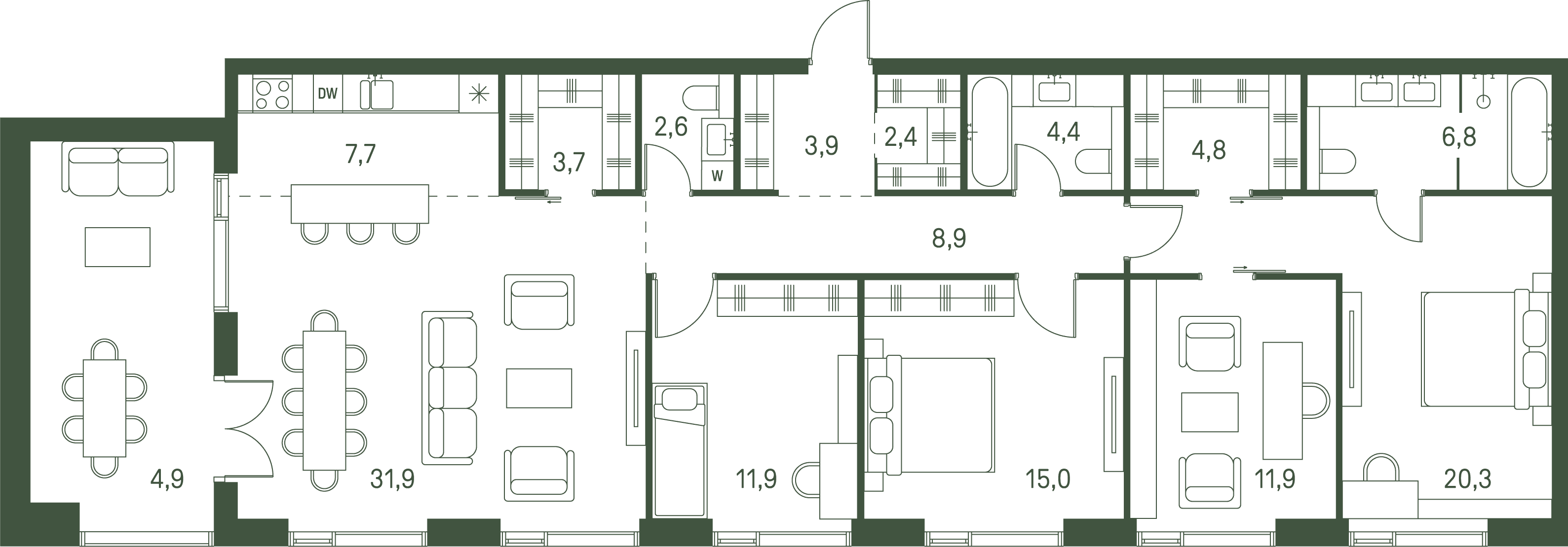 3-комнатная, 141,1 м² — 121 853 960 ₽