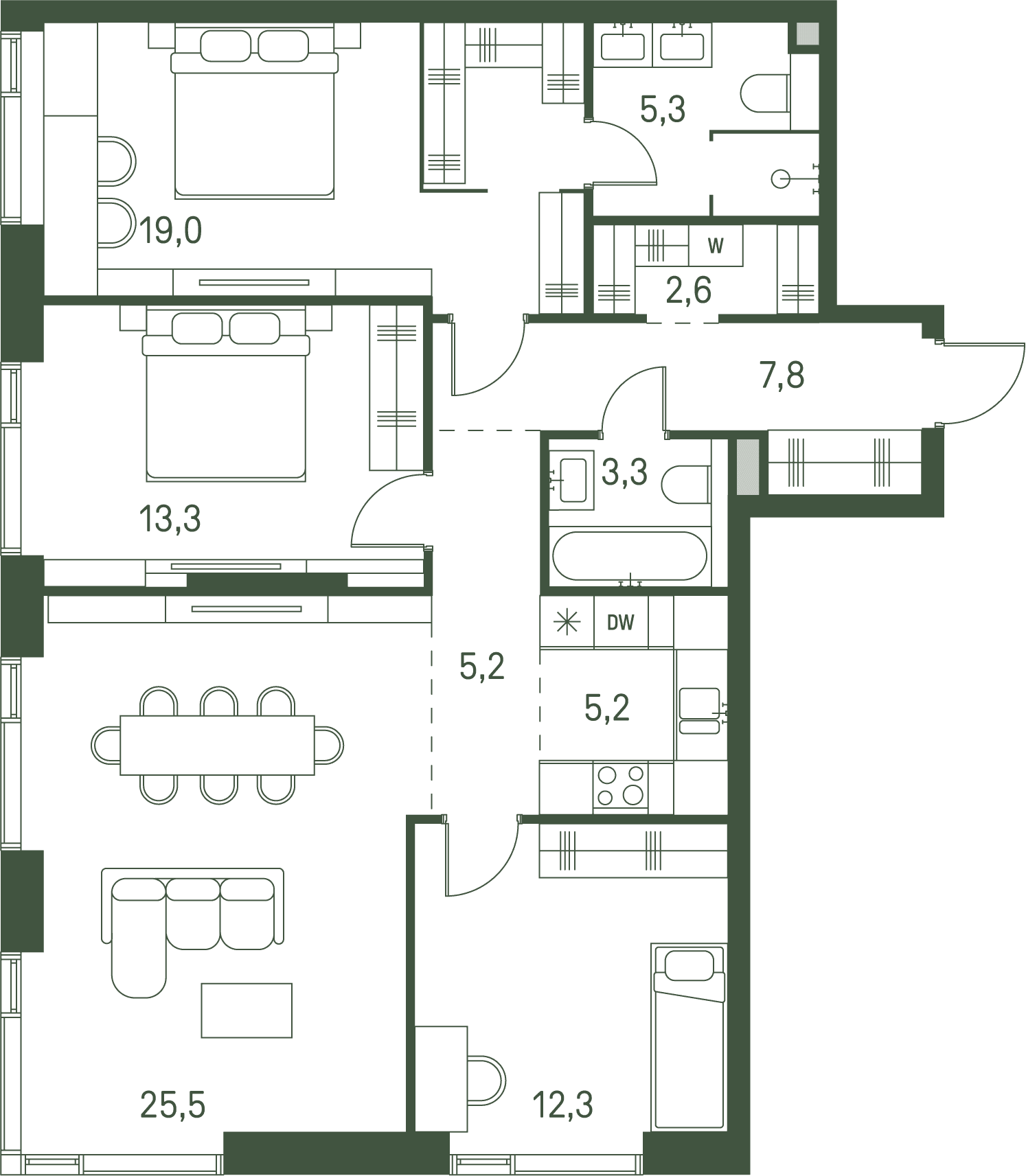 3-комнатная, 99,5 м² — 66 834 150 ₽