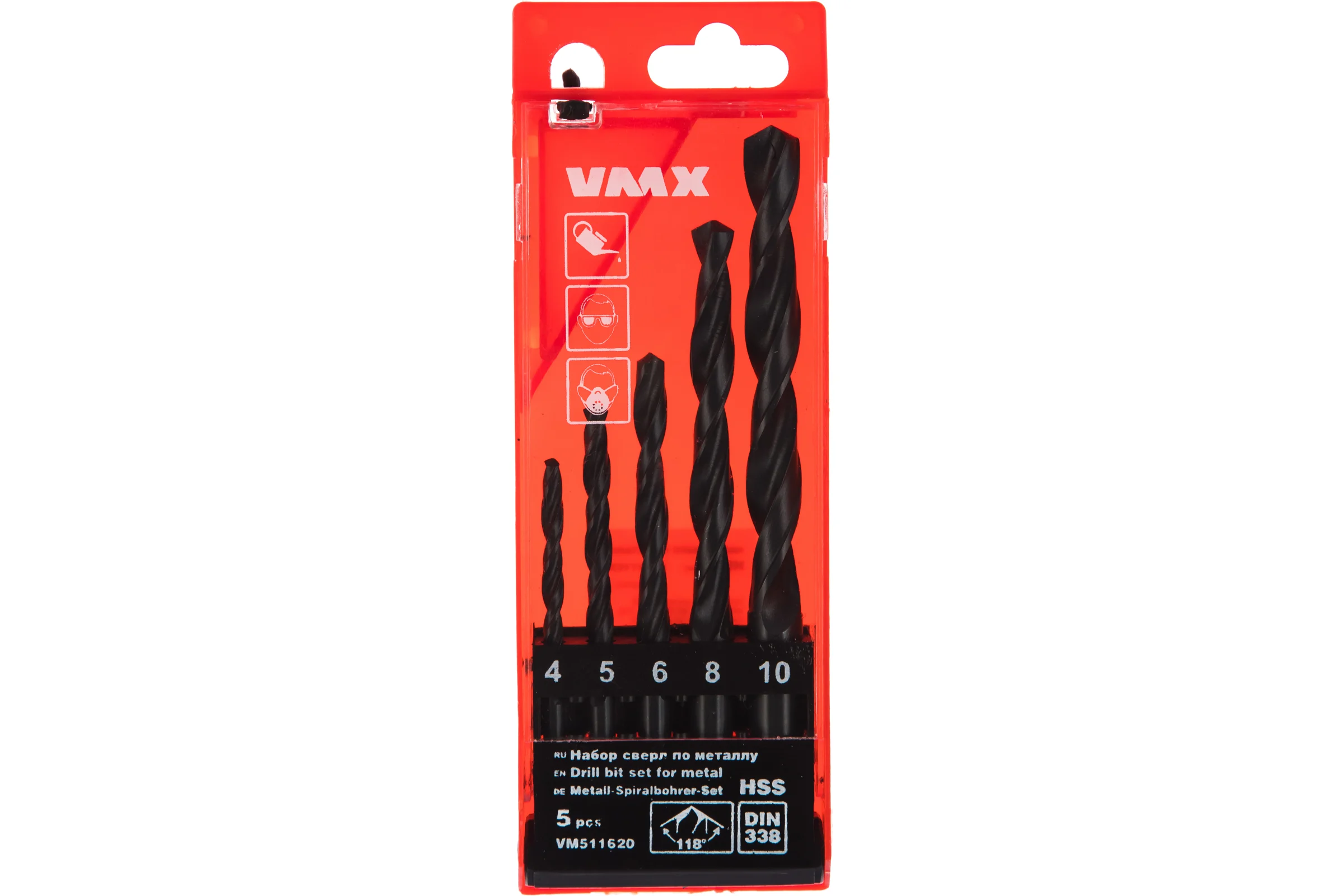 Набор сверл по металлу HSS (5 шт; 4, 5, 6, 8, 10 мм) VMX 511620