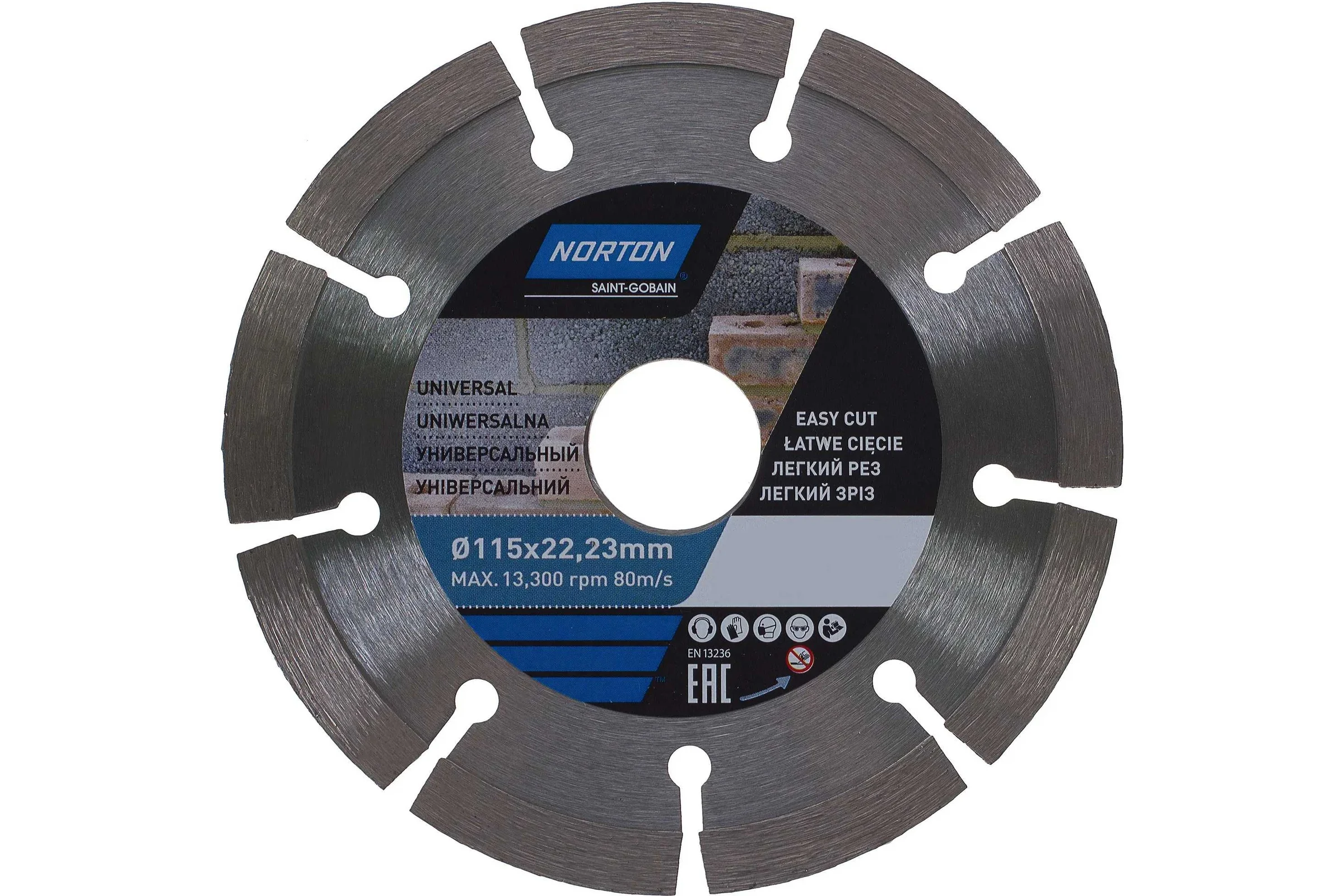 Алмазный диск с сегментированной кромкой 115x22.2, универсальный NORTON 70184601270