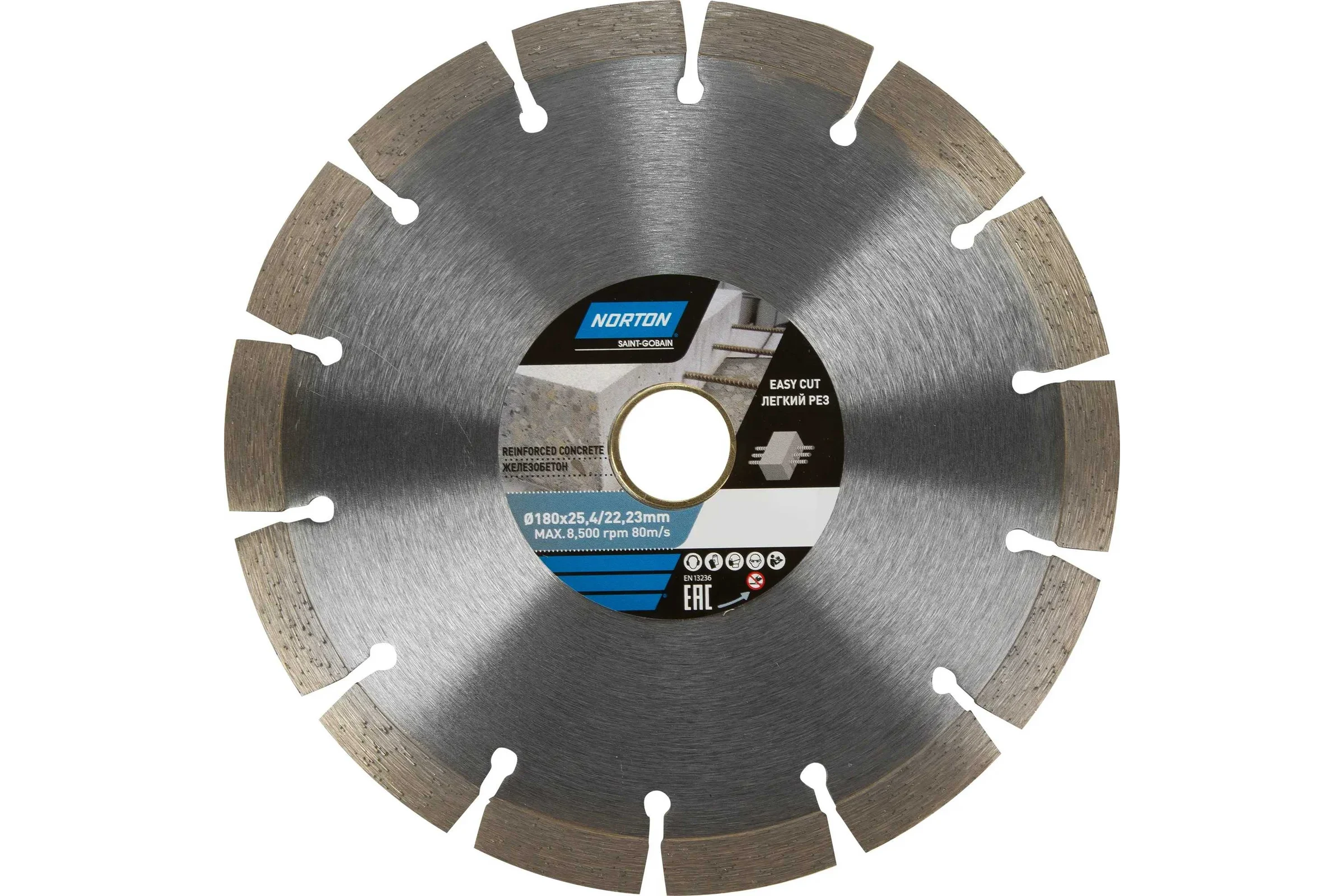 Алмазный диск с сегментированной кромкой 180x22.2, железобетон NORTON 70184603370