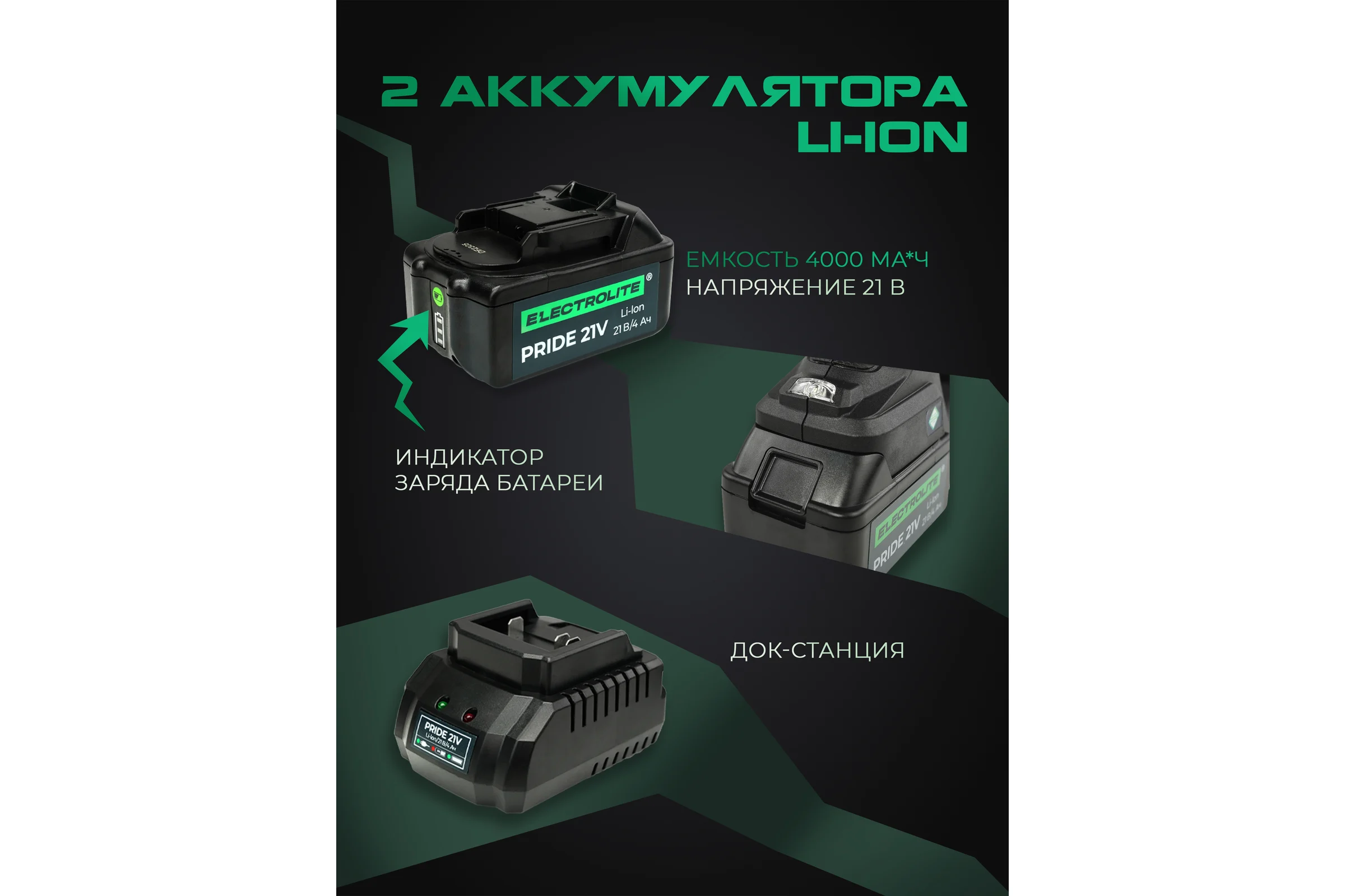 Аккумуляторный бесщеточный перфоратор Electrolite BHD 26 21V 2 АКБ, 4 Ач, 2.6 Дж, кейс, оснастка 6148