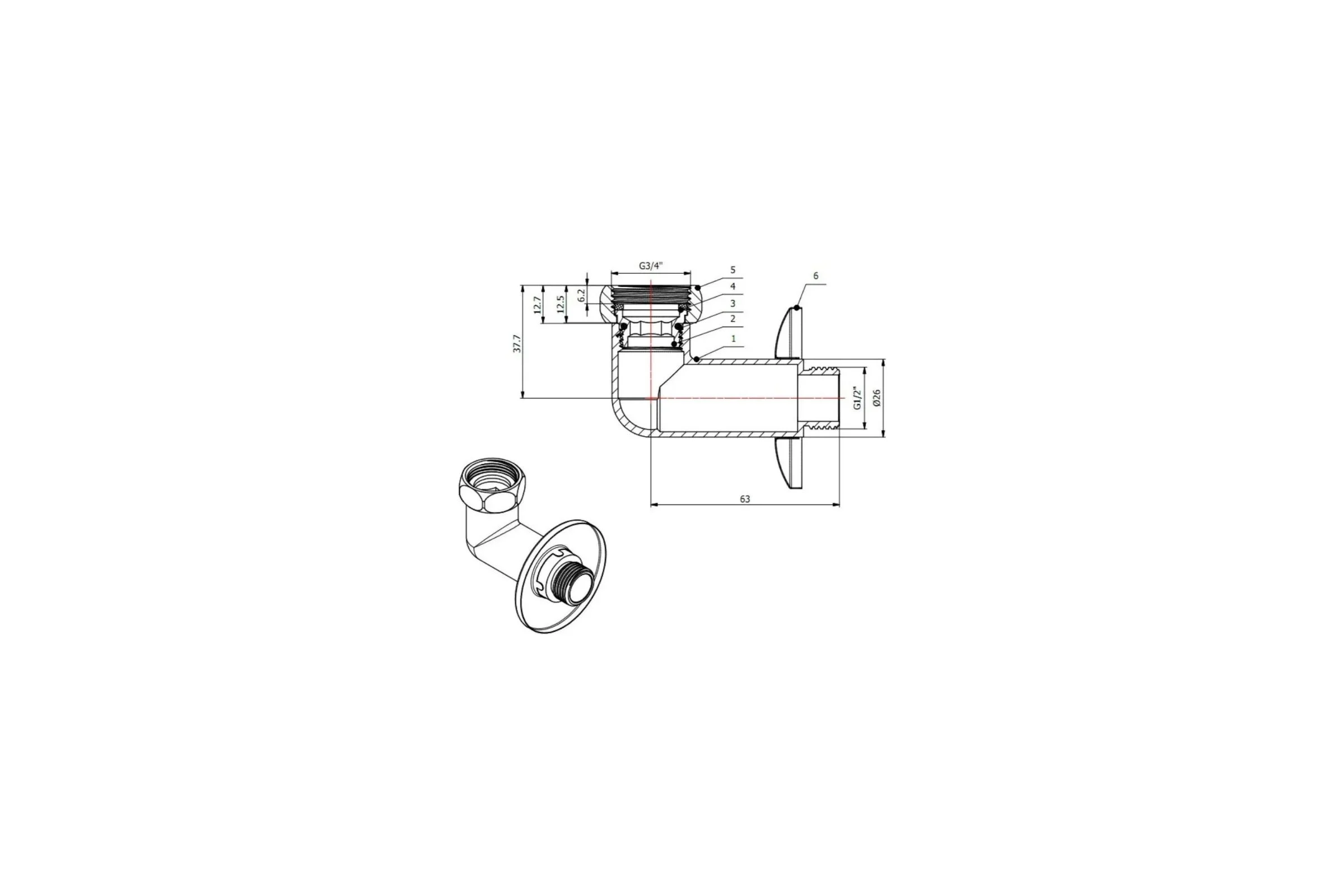 Американка AV Engineering угловая 3/4 вн. х1/2 нар. (2 шт. в упаковке) AVE156007-1