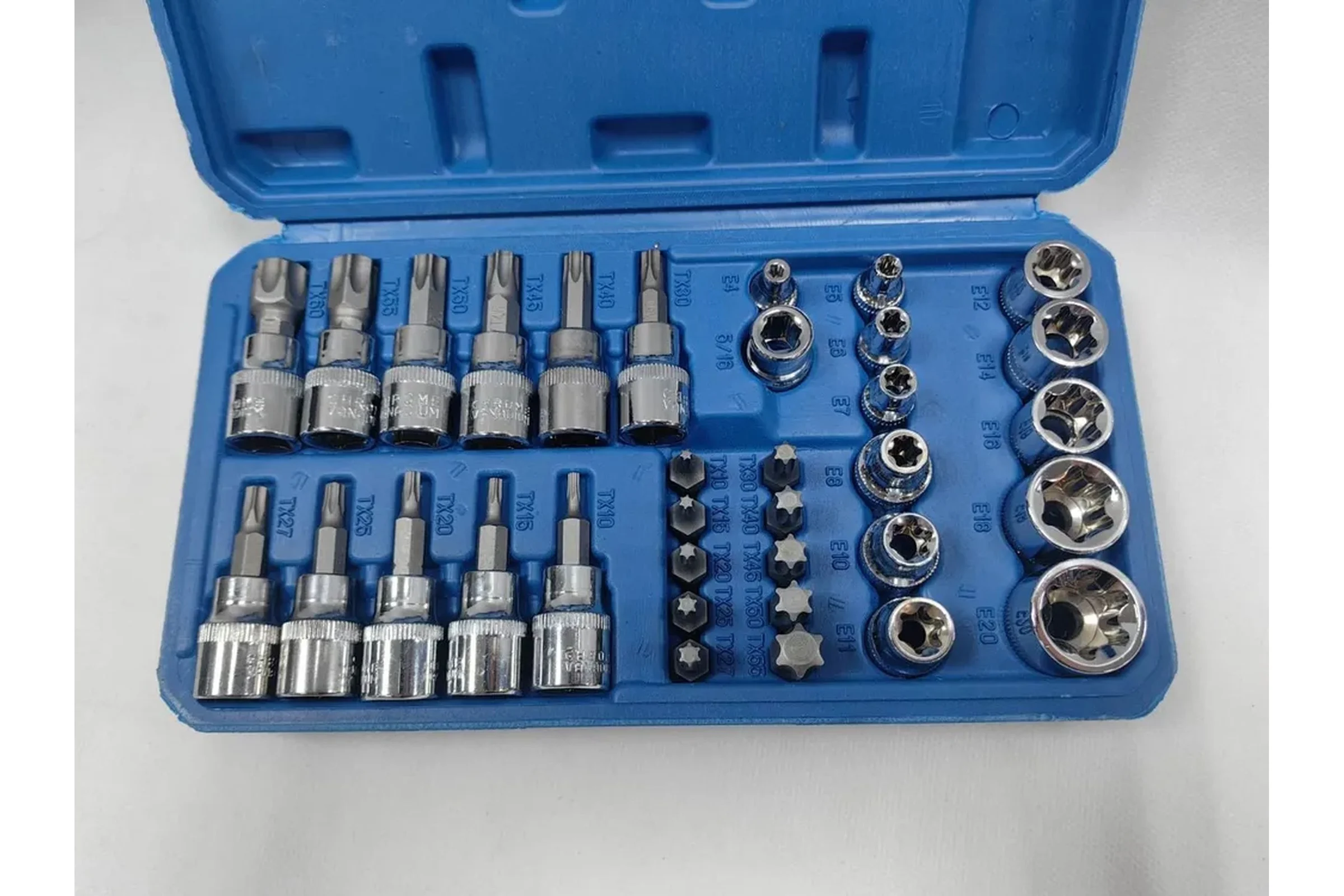 Набор головок KINGQUEEN Torx 3/8"DR 34 Предмета WIB-90013 WIB-90013-blue