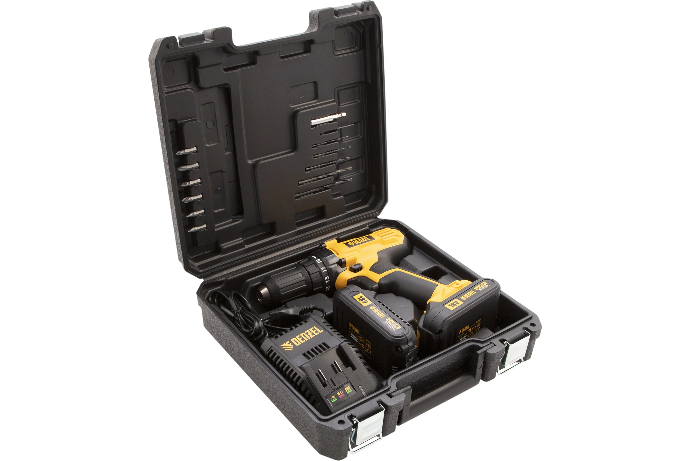 Аккумуляторная дрель-шуруповерт DENZEL CDL-IB-18-02 26113, Li-Ion