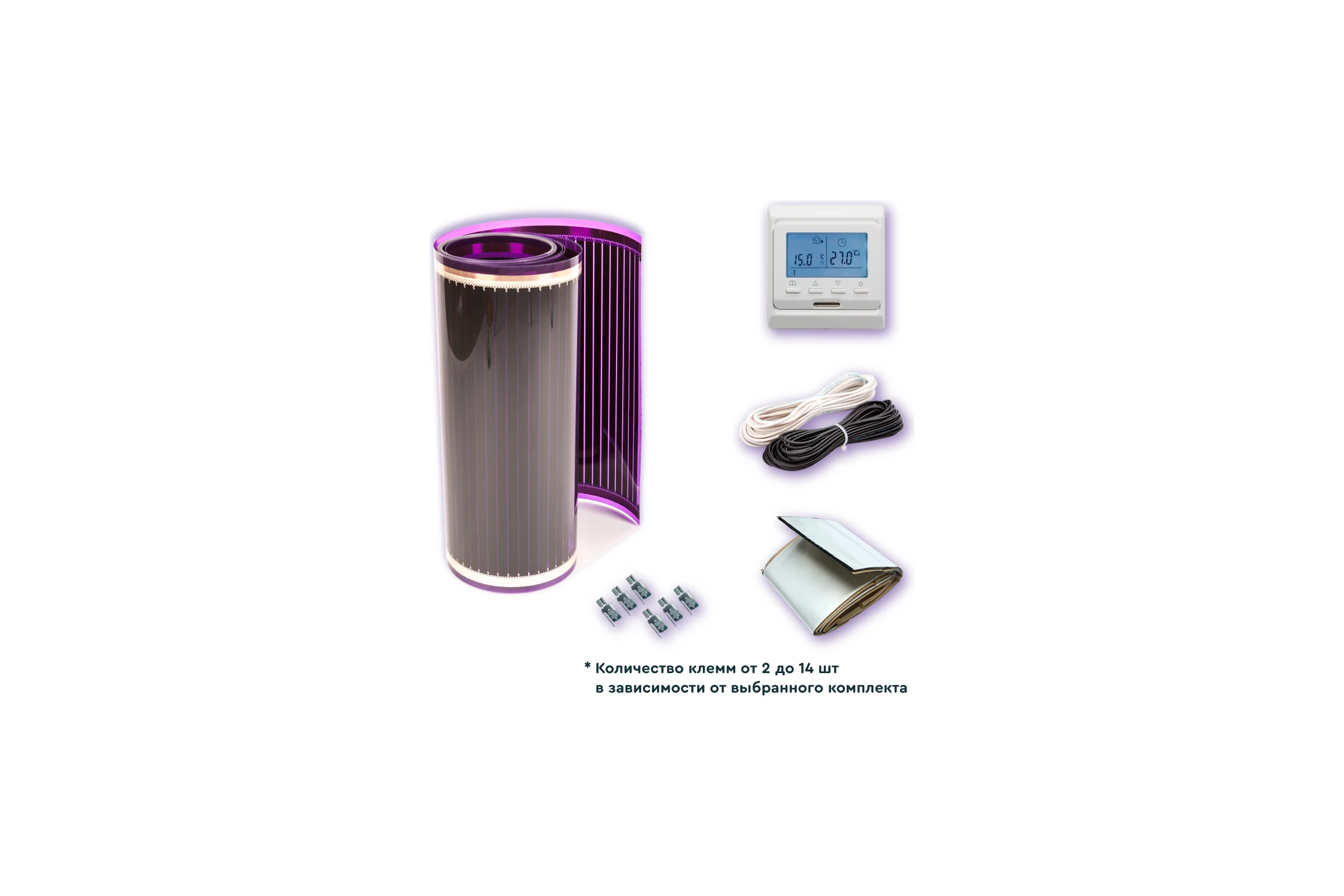 Комплект саморегулируемого теплого пола VIOLET FLOOR ptc 130 10 кв.м, ширина 0.5 м (с программируемым терморегулятором) VLT1000359