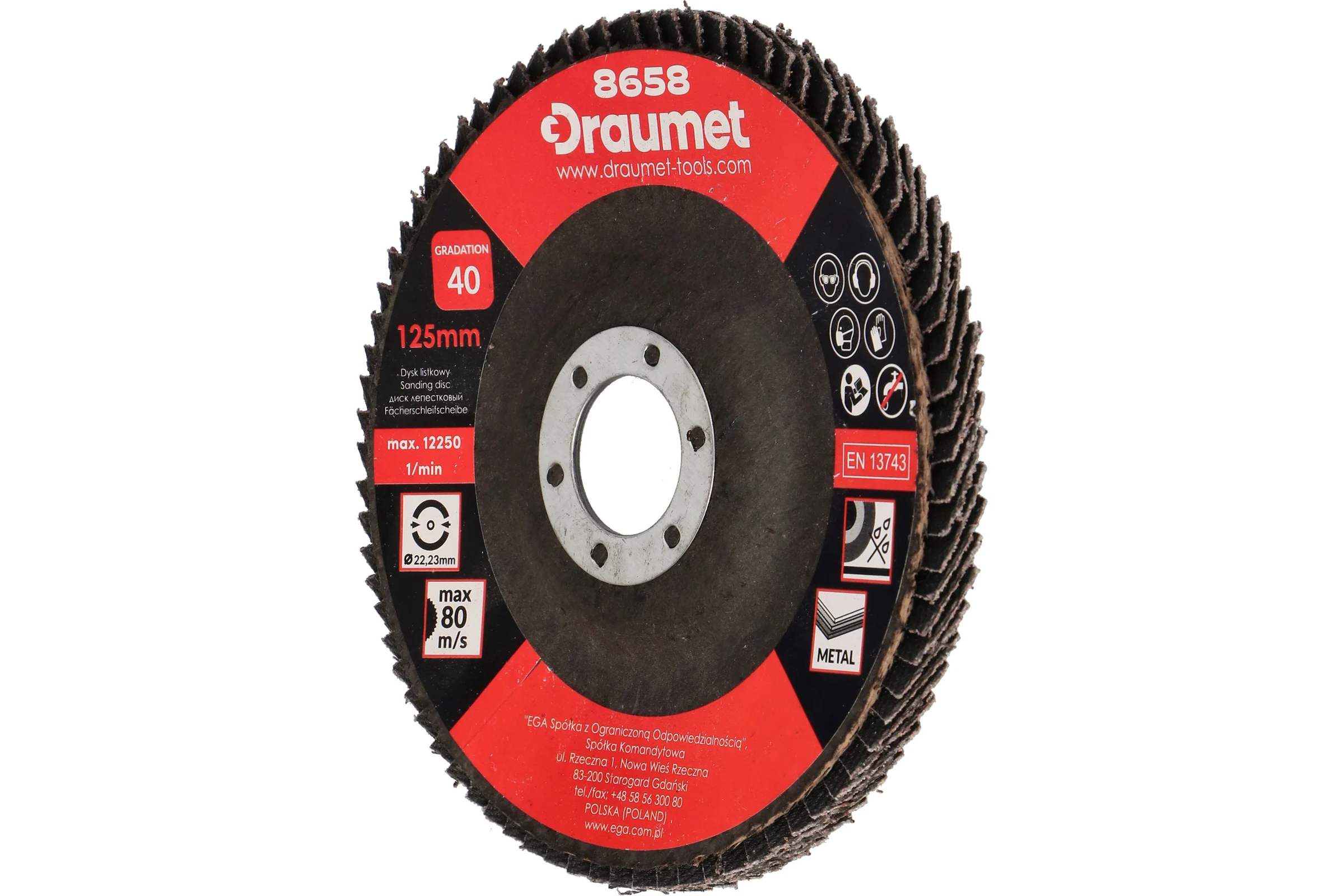 Диск лепестковый DRAUMET 125 мм Р40 8658/ D219-01