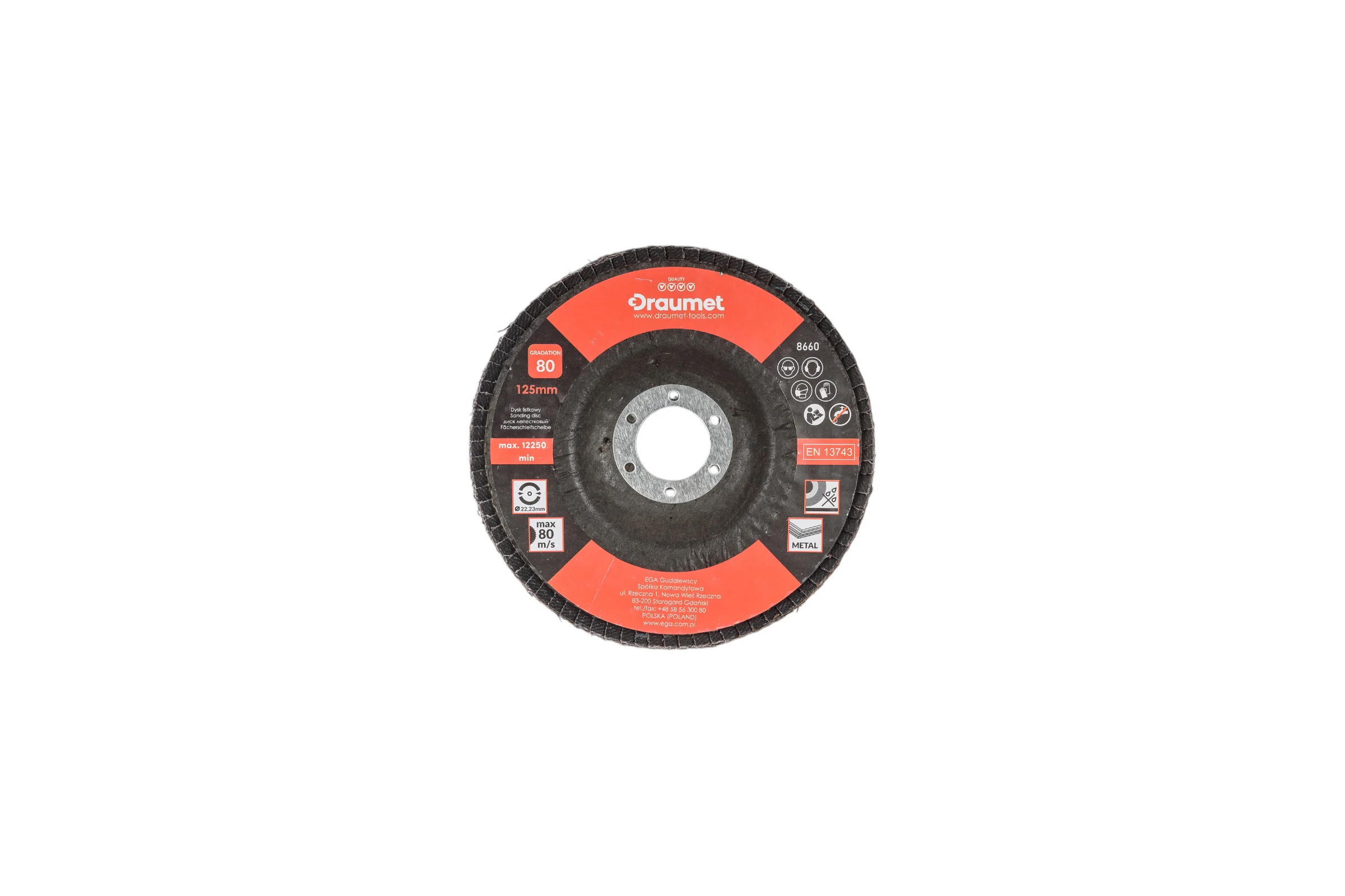Диск лепестковый DRAUMET 125 мм P80 8660/ D219-03