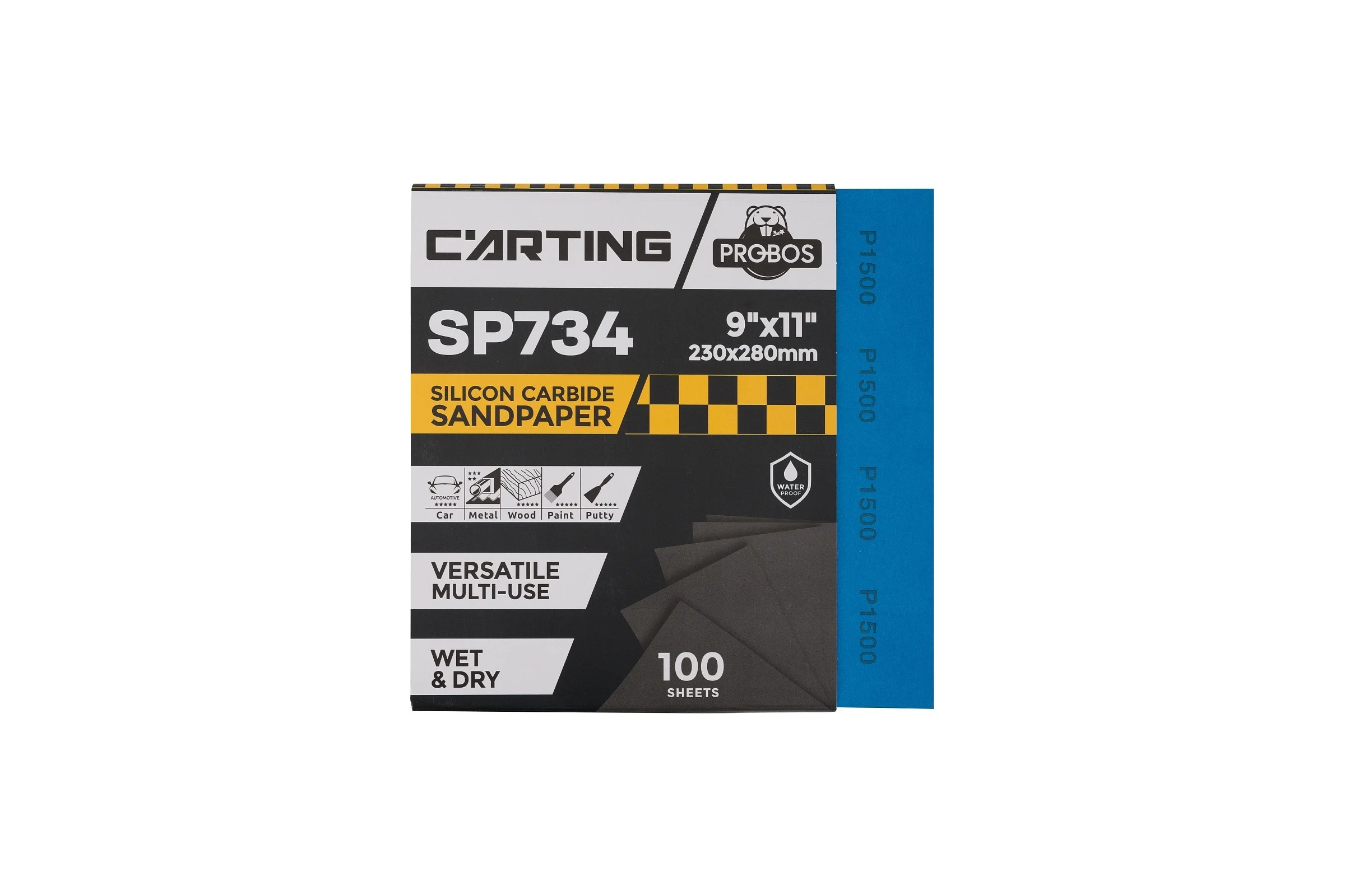 Бумага абразивная, водостойкая Carting SP734 Р1500, 230х280 мм, 100 шт PROBOS 73402048-100