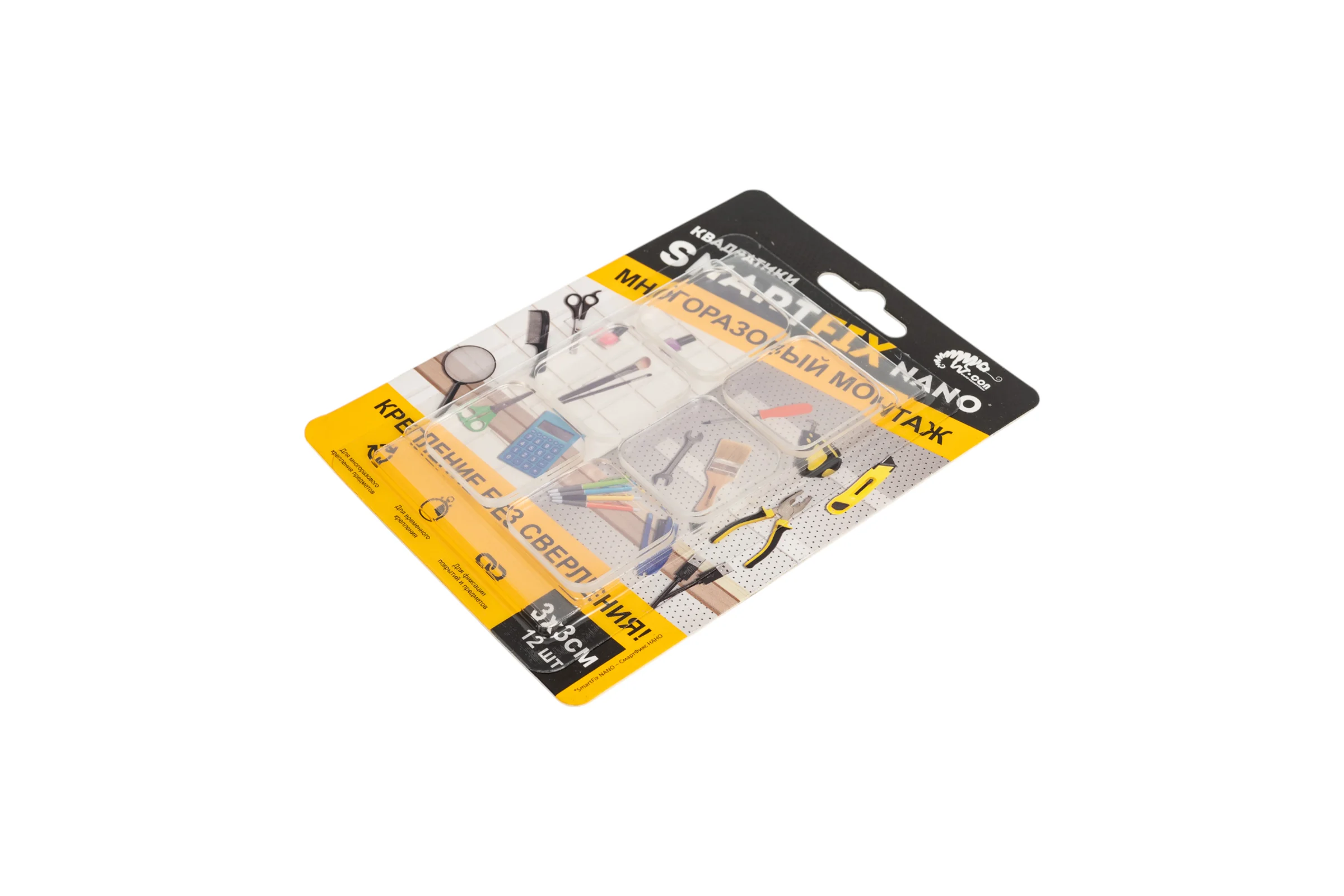 Квадратики для многоразового монтажа Smart Fix W-con SmartFix NANO, 3*3 см, 136510