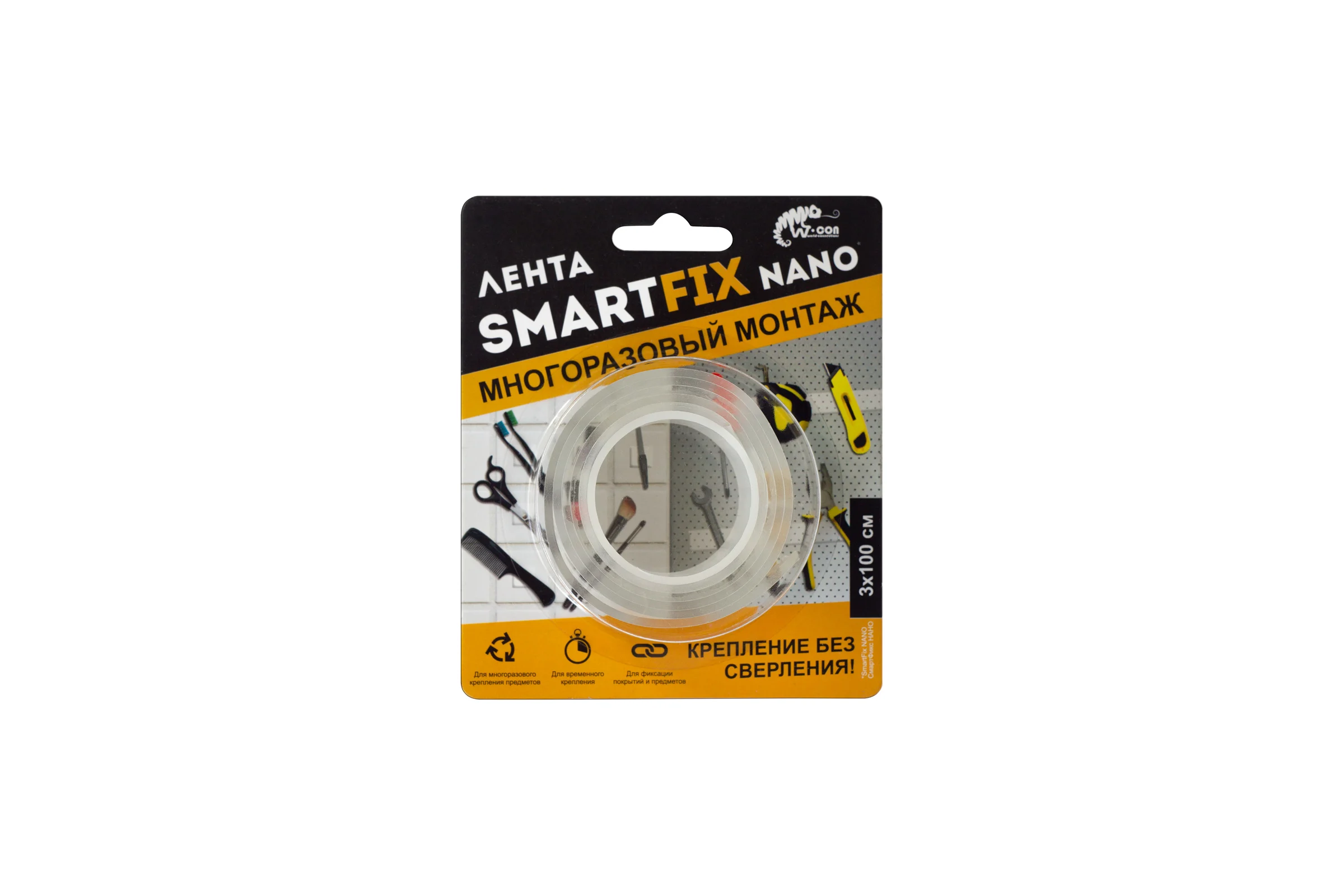 Лента для многоразового монтажа Smart Fix W-con SmartFix NANO, 3*100 см 134671