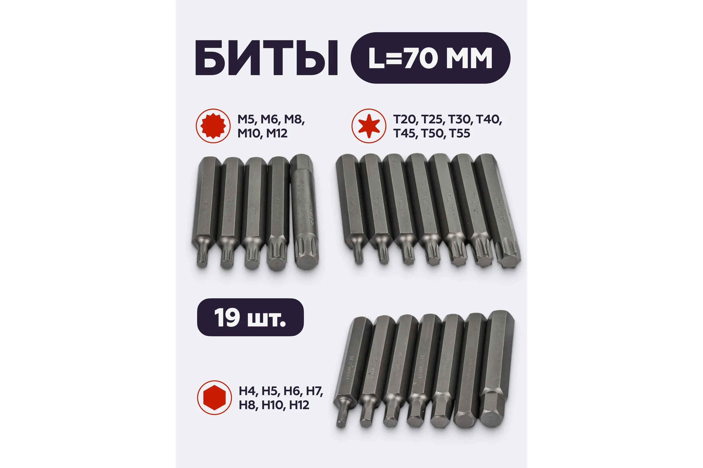 Набор бит с битодержателями 10 мм, 75/30 мм:T20-T55,H4-H12,M5-M12, 40 предметов, 12 комплектов, в пластиковом кейсе PATRON P-4401C ( 12 K-T )(58576)  P-4401C / 12 K-T /(58576)