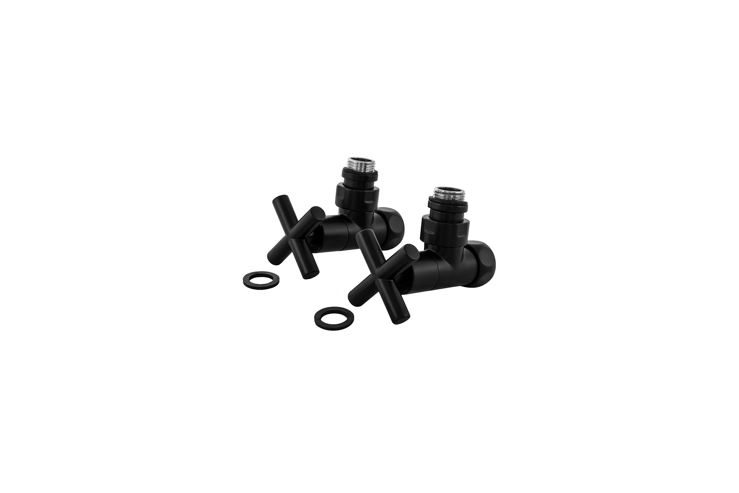 Кран-вентиль ENERGY угловой, ручка крест, 3/4"х1/2"г/ш черный матовый, пара УТ-УТ-01014