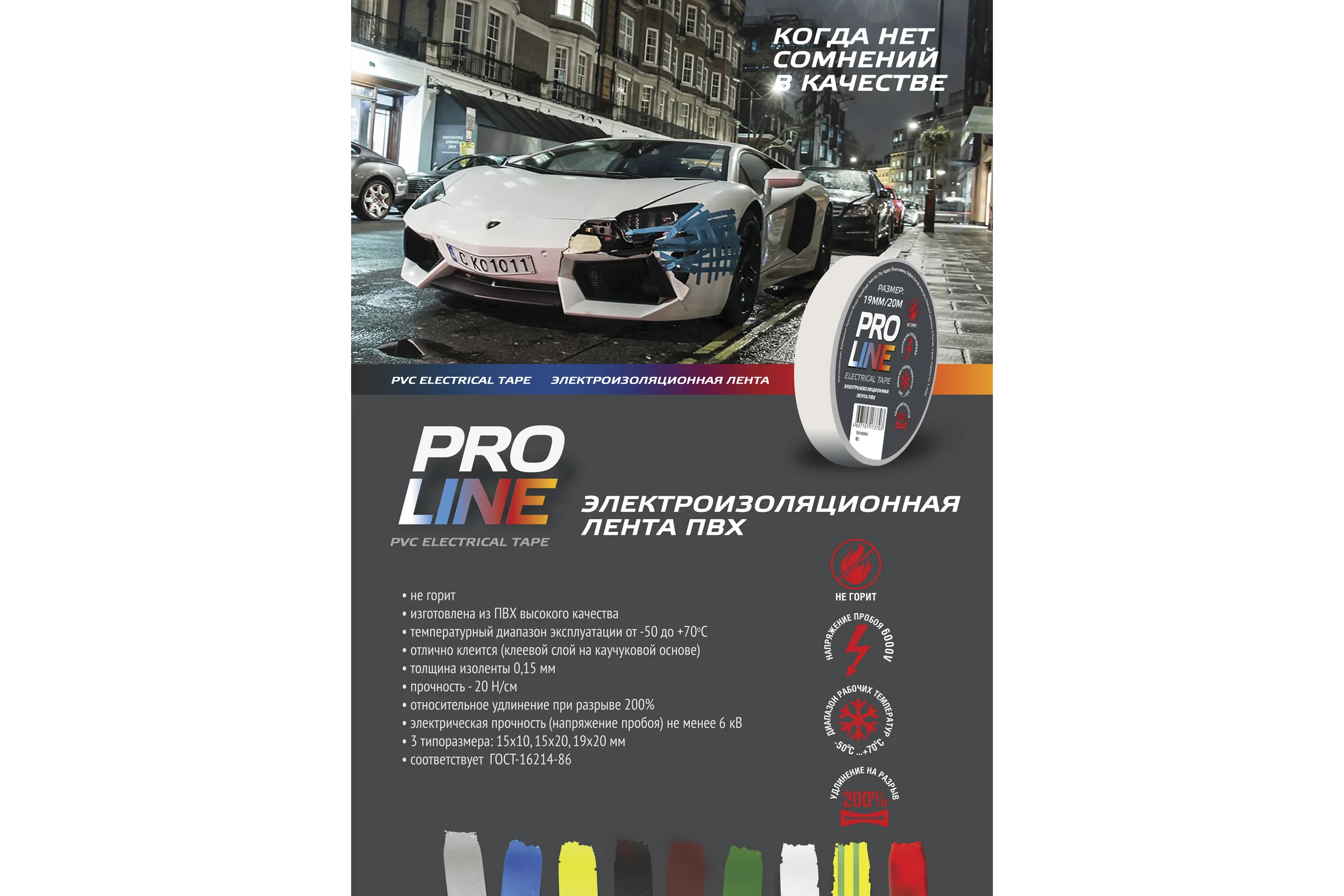 Изолента Pro line 0.15 мм 19/20 желтая 6805
