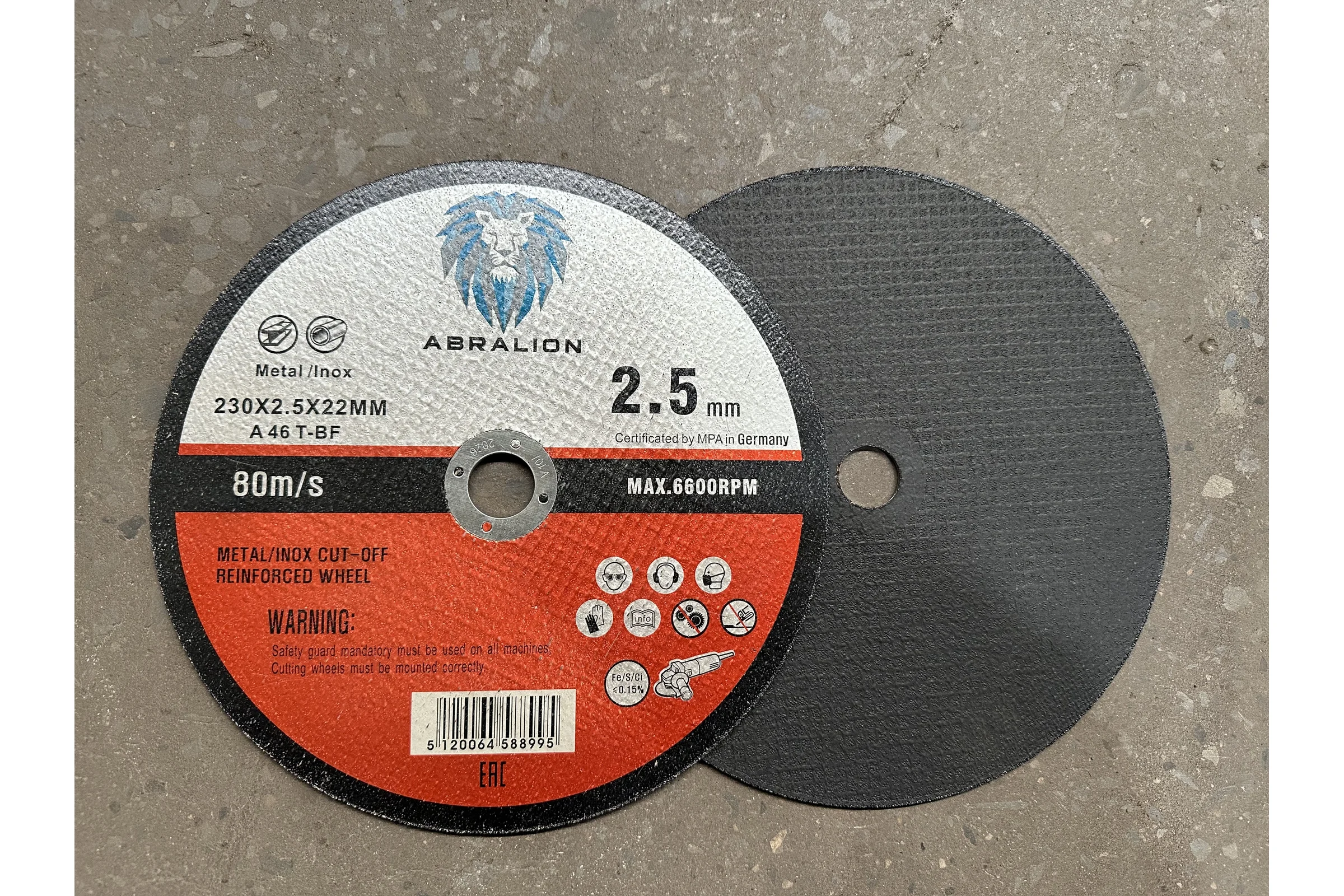 Круг отрезной 230x2.5x22 мм, А46 T-BF, металл/нерж. ABRALION 8995