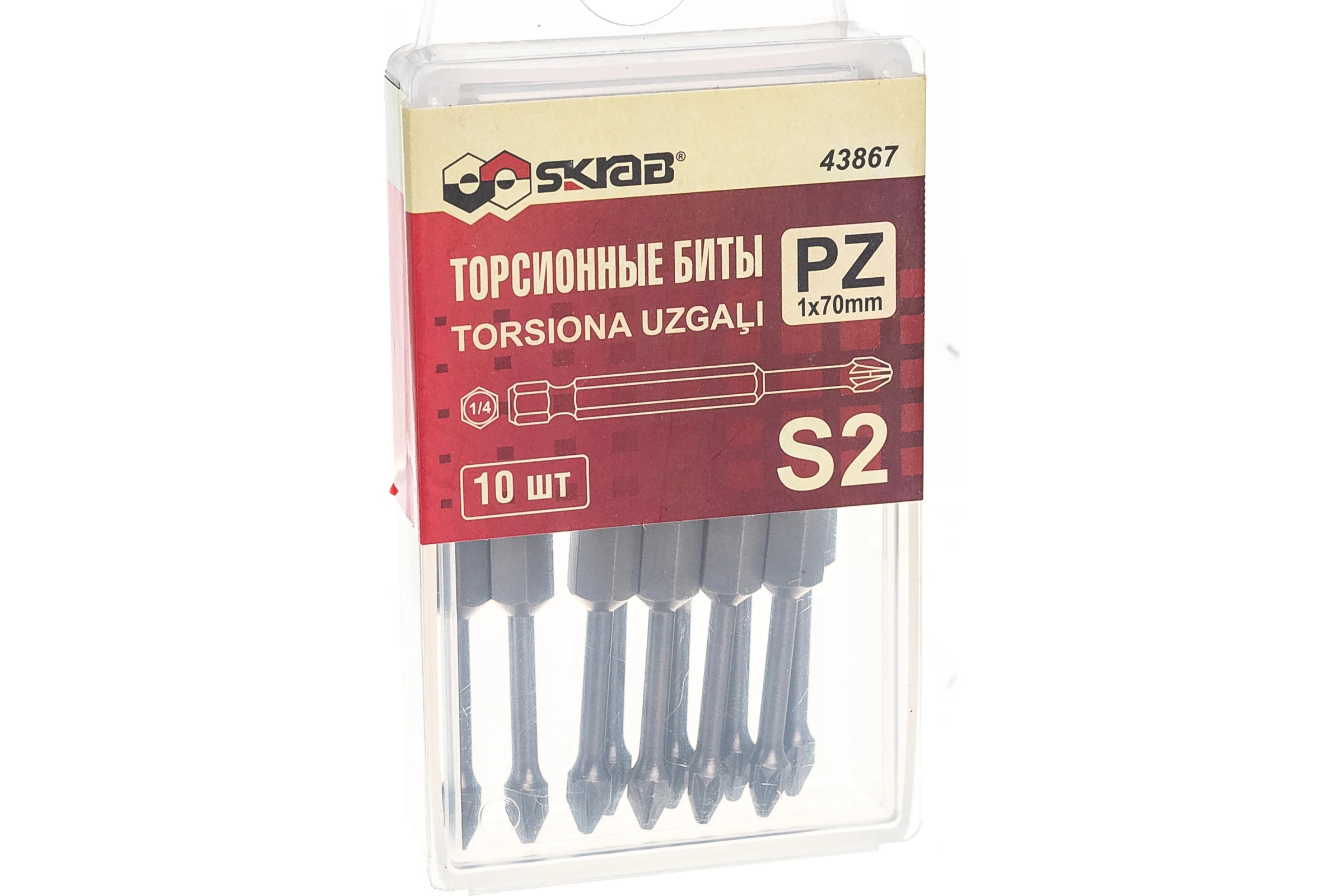 Биты торсионные (10 шт; PZ1; 70 мм) SKRAB 43867