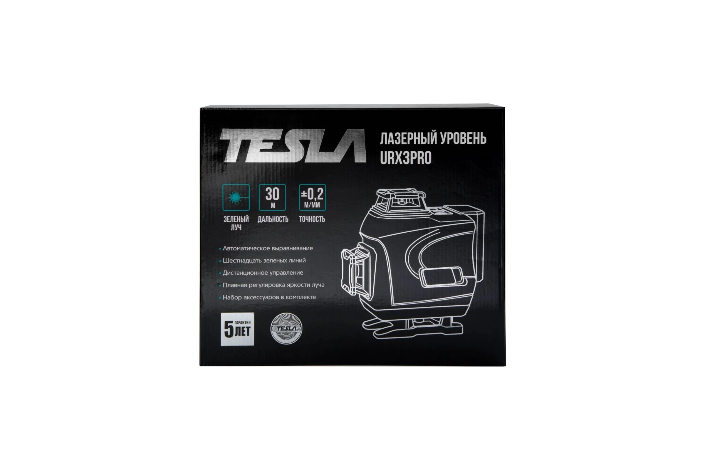 Лазерный линейный уровень Tesla URХ3PRO 30 м ±0,2мм/м, зеленый луч 663153