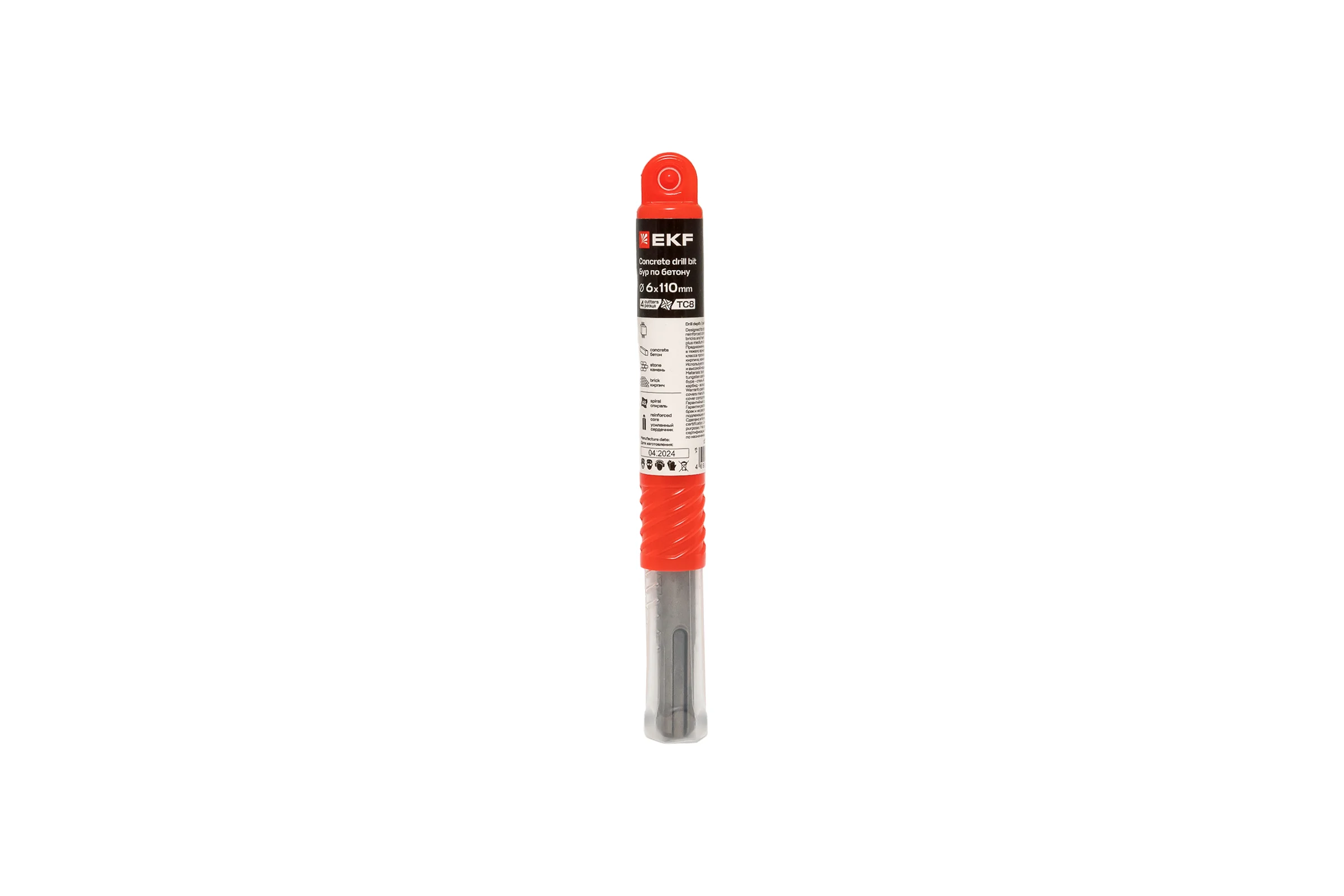 Бур по бетону Professional SDS-plus 6x110 мм, 4 резца EKF db-6-110-4x4-ue