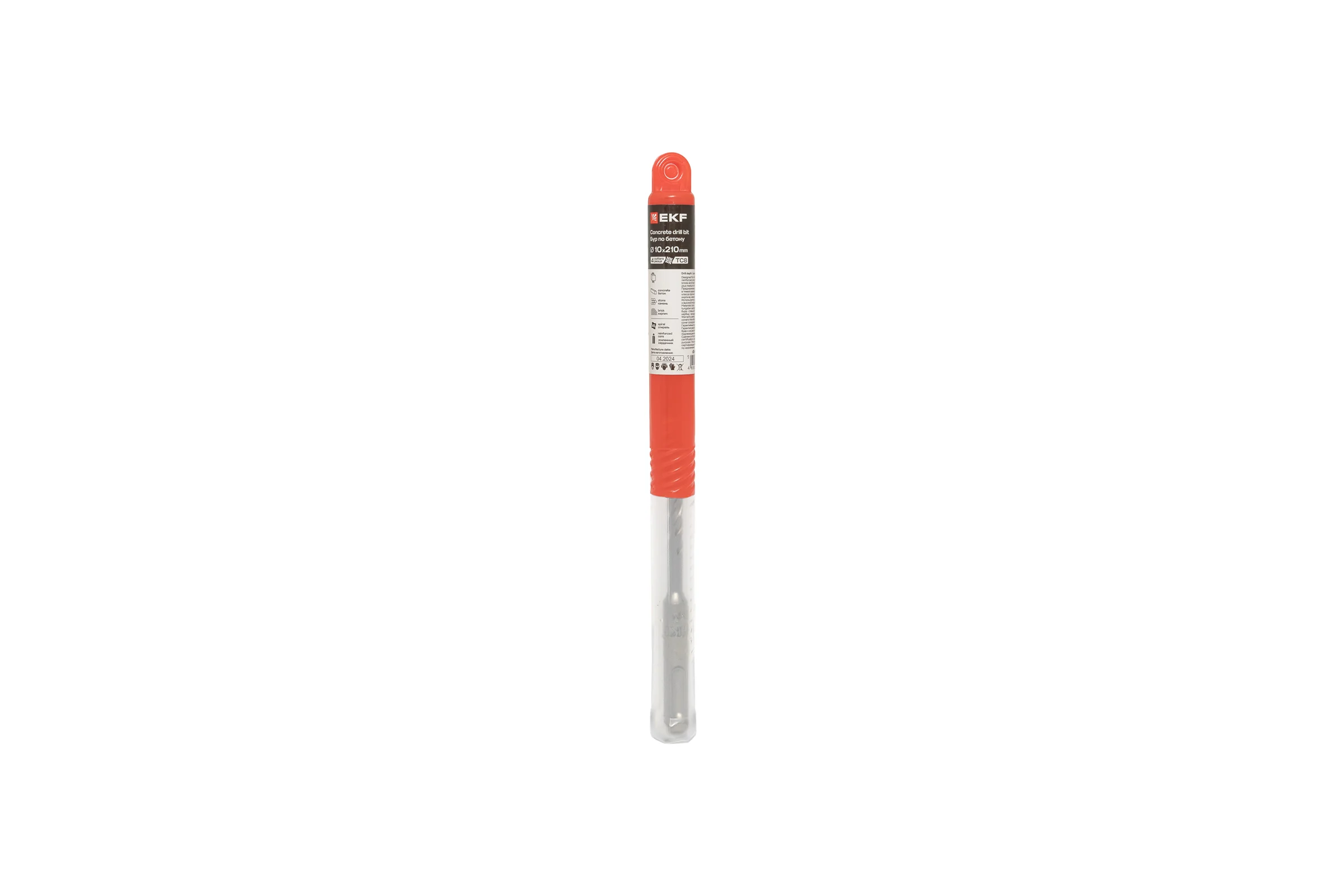 Бур по бетону 10x210 мм, SDS-plus (4 резца) Professional EKF db-10-210-4x4-ue