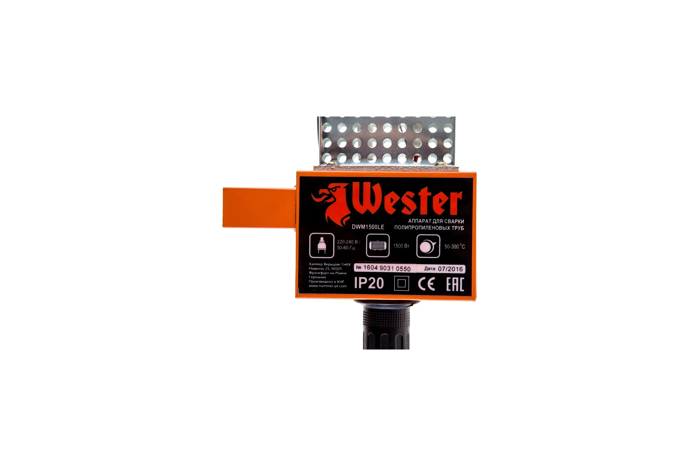 Аппарат для сварки ПП труб WESTER DWM1500LE 1500 Вт, с 6-ю насадками 346487