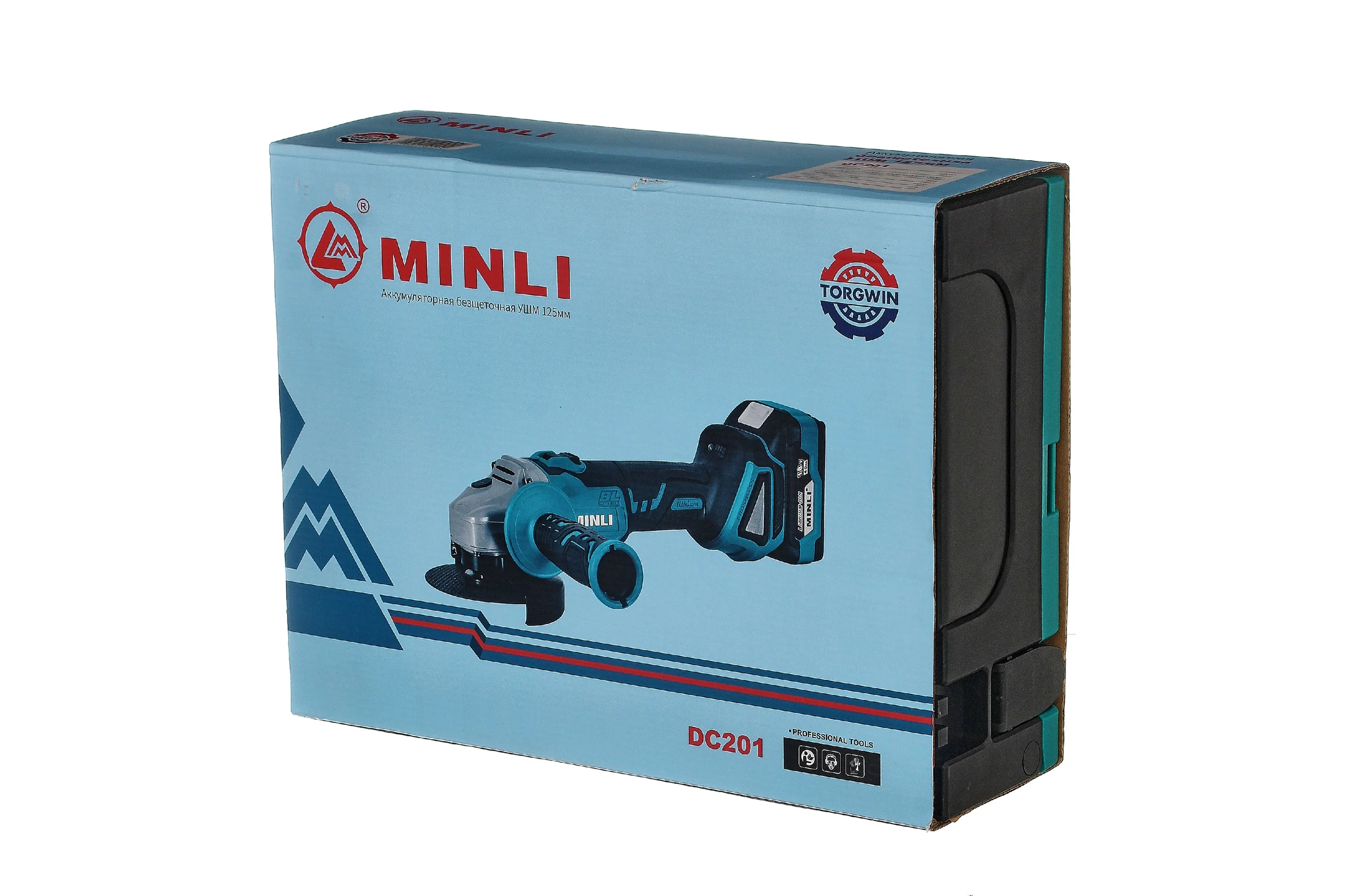 Аккумуляторная бесщеточная угловая шлифмашина MINLI 125mm Li-ion 18Vx2 DC201-4.0A