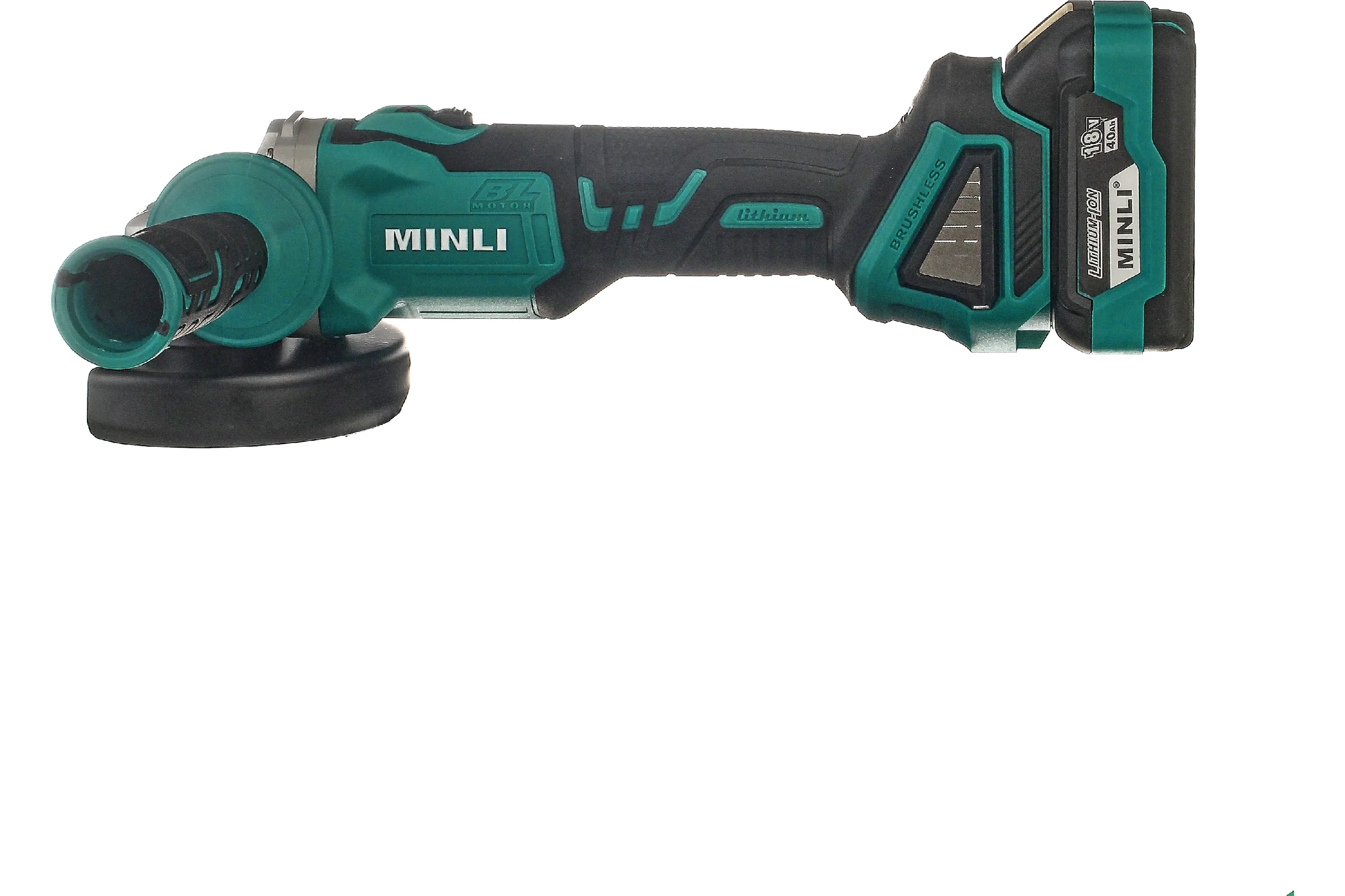 Аккумуляторная бесщеточная угловая шлифмашина MINLI 125mm Li-ion 18Vx2 DC201-4.0A