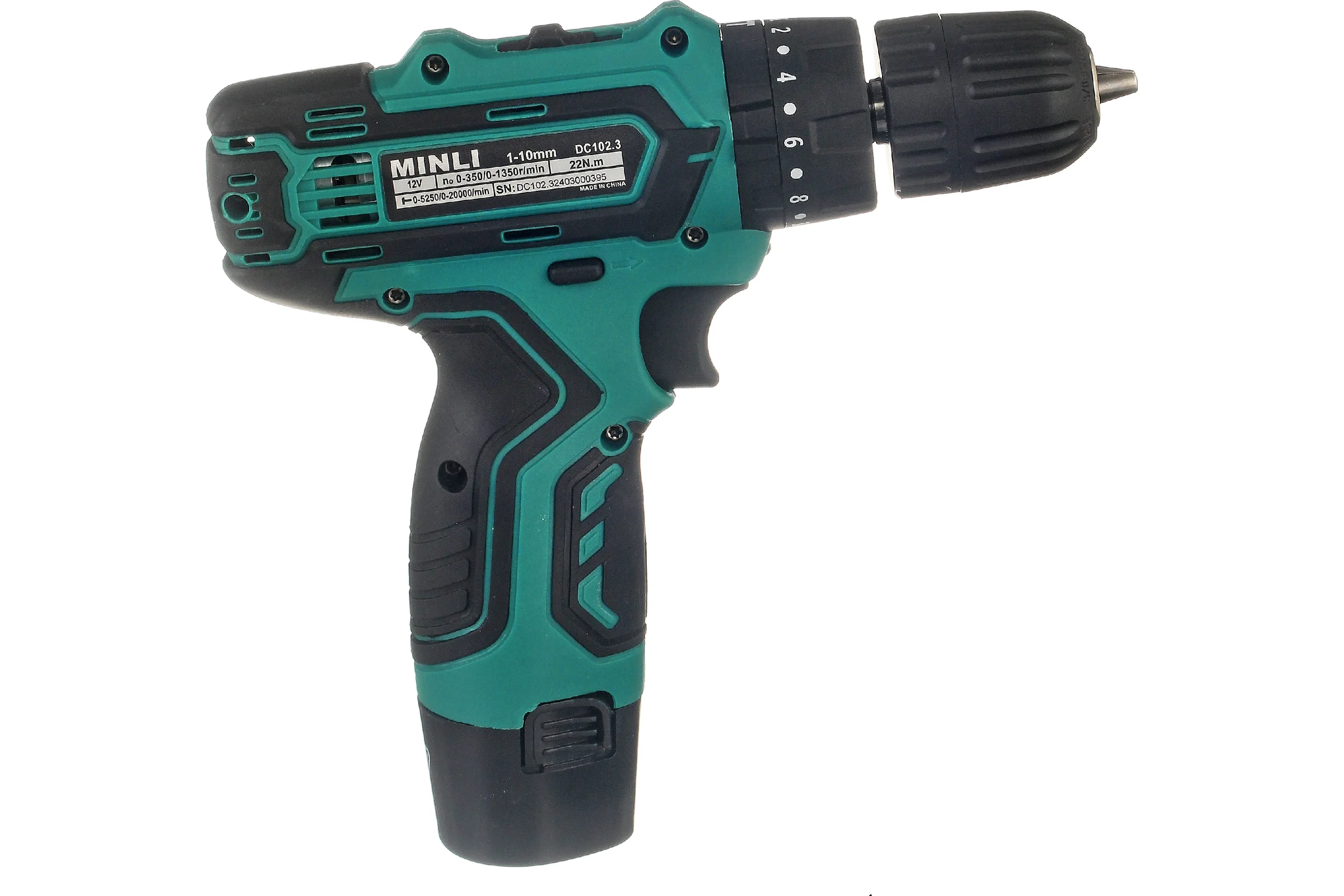Аккумуляторная дрель-шуруповерт MINLI 10mm 22N.m Li-ion 12Vx2 DC102.3