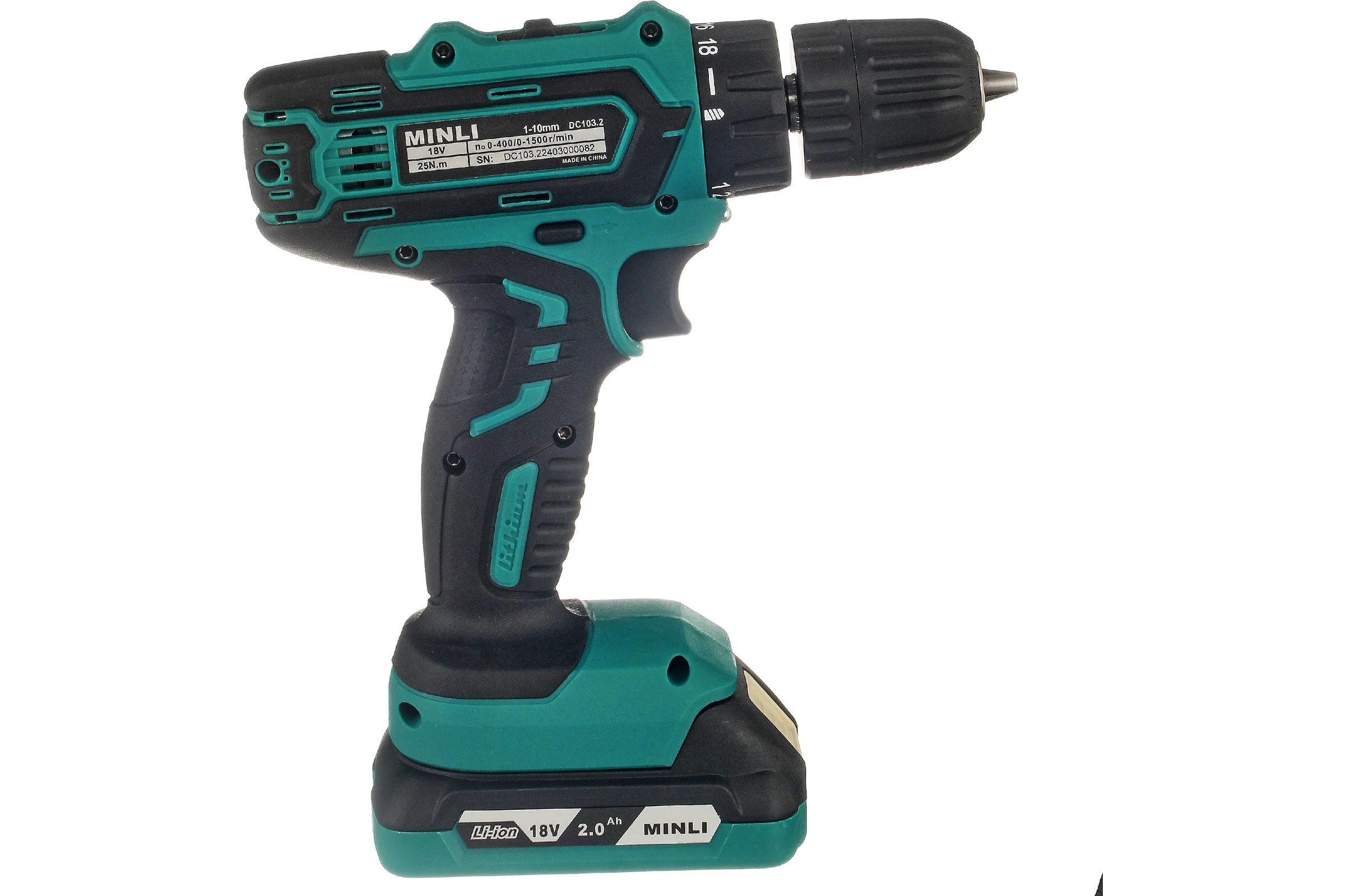 Аккумуляторная дрель-шуруповерт MINLI 10mm 25N.m Li-ion 18Vx2 DC103.2-2.0A