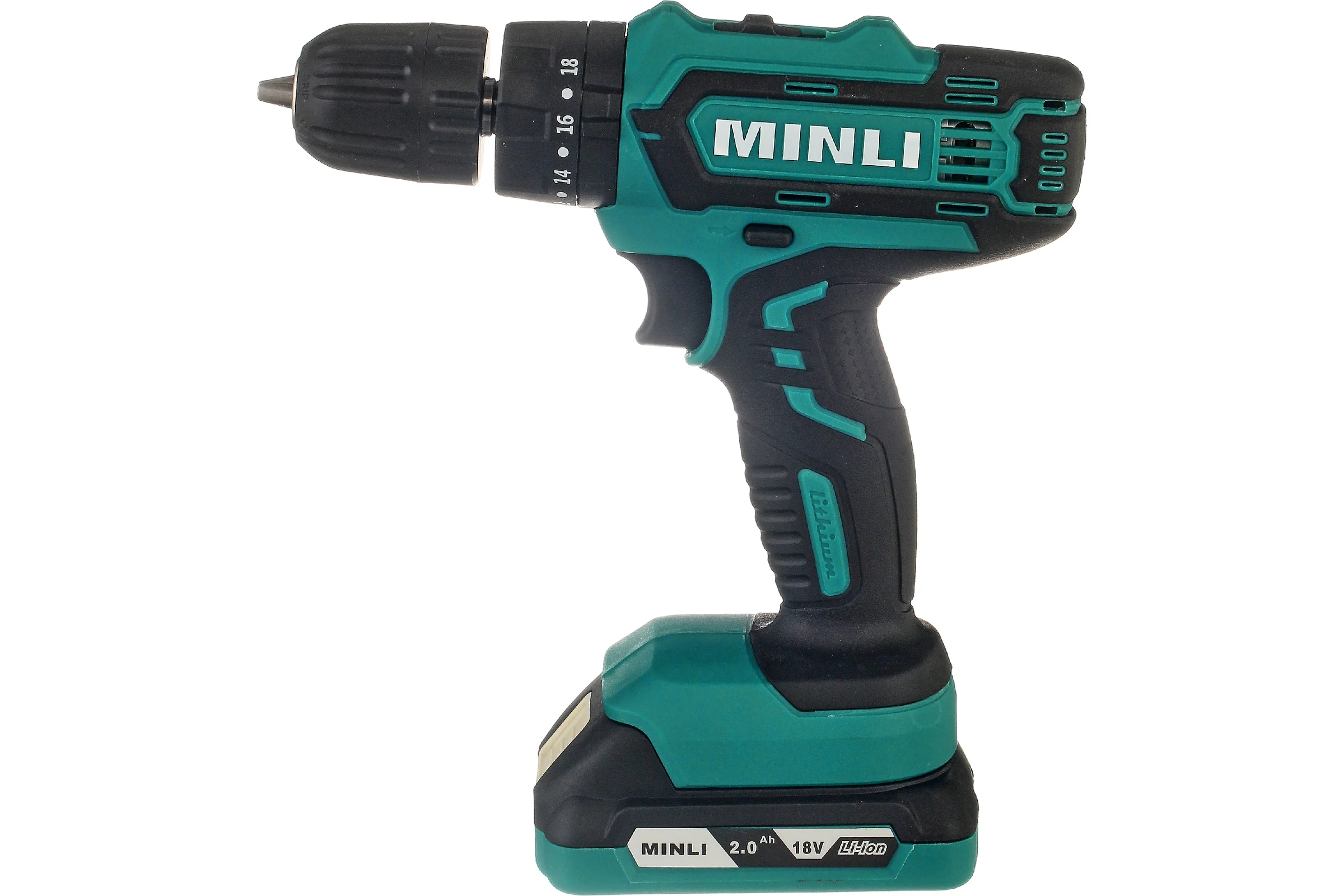 Аккумуляторная ударная дрель-шуруповерт MINLI 10mm 25N.m Li-ion 18Vx2 DC103.3-2.0A