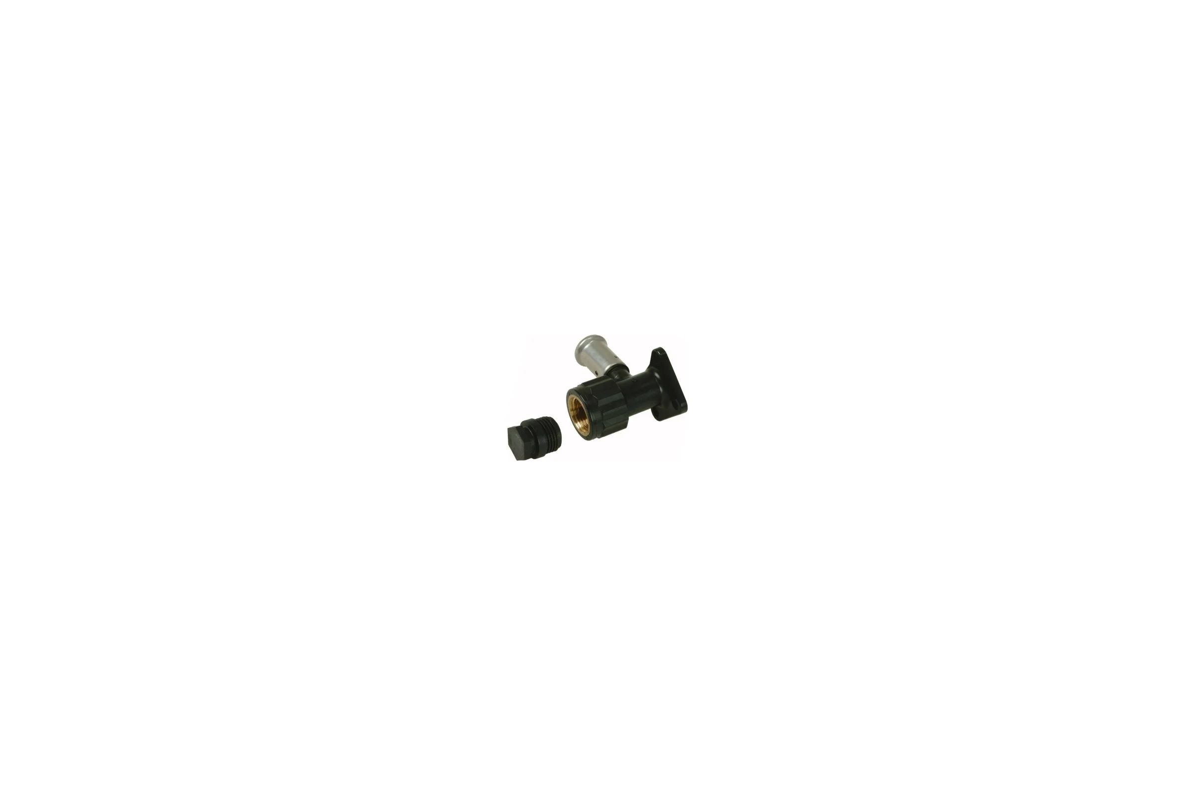 Водорозетка HENCO BP04 ВР, с черной заглушкой, ПВДФ пресс, 20x1/2", 56 мм 2PK-2004BP