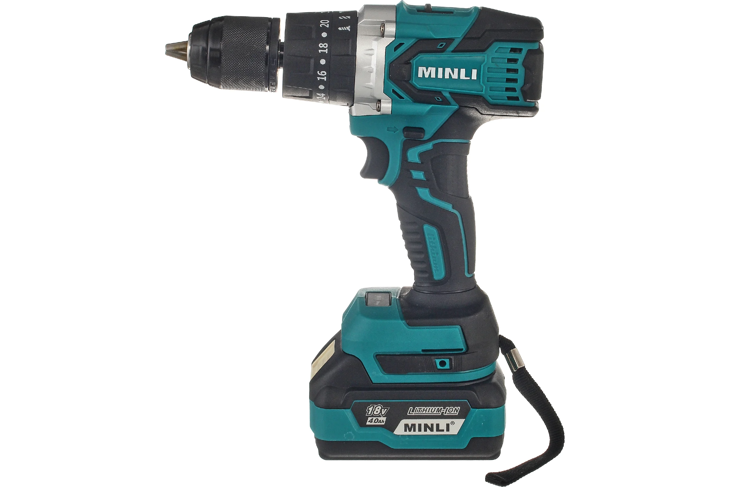 Аккумуляторная бесщеточная ударная дрель-шуруповерт MINLI 13 mm 80N.m Li-ion 18Vx2 DC105-4.0A