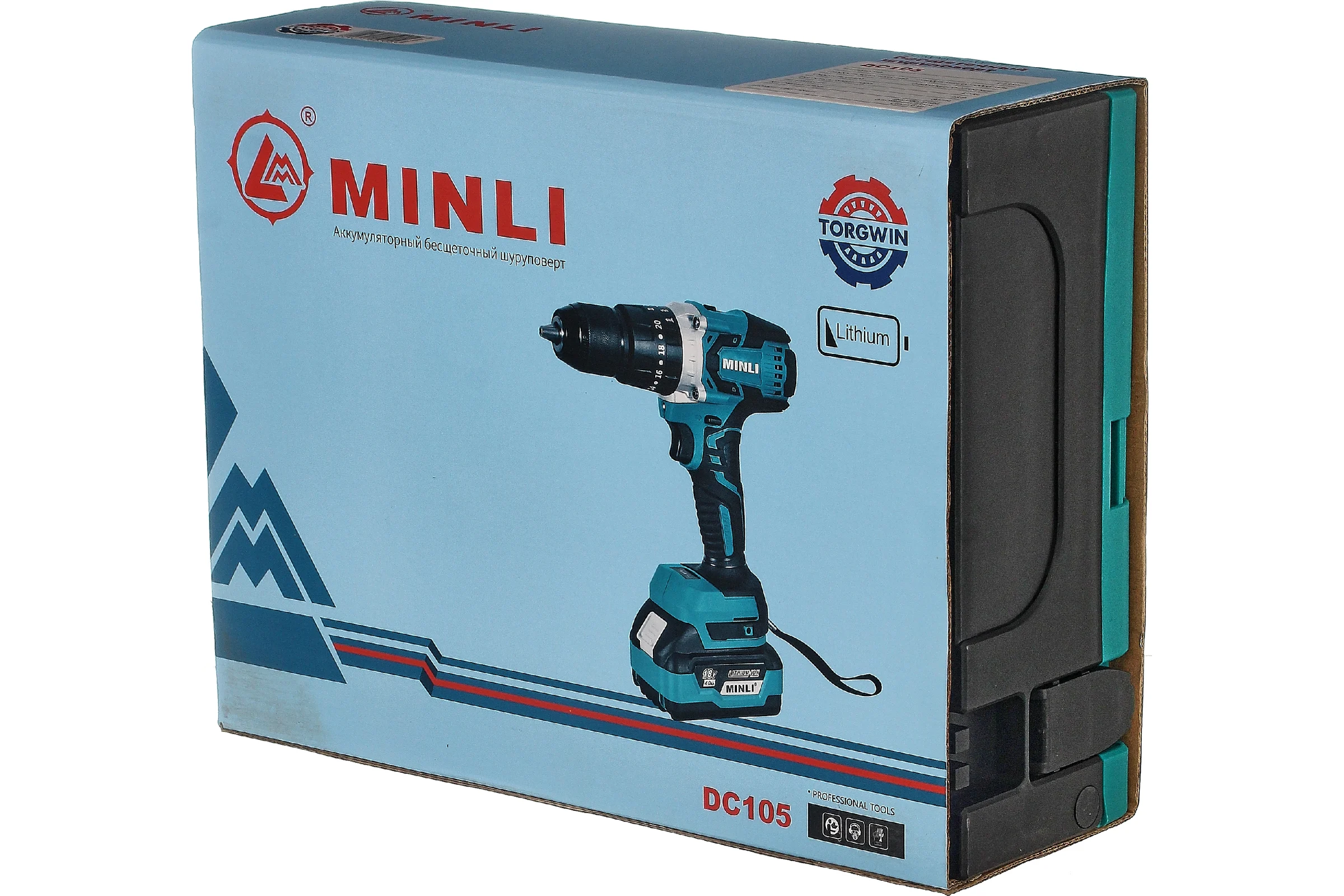 Аккумуляторная бесщеточная ударная дрель-шуруповерт MINLI 13 mm 80N.m Li-ion 18Vx2 DC105-4.0A