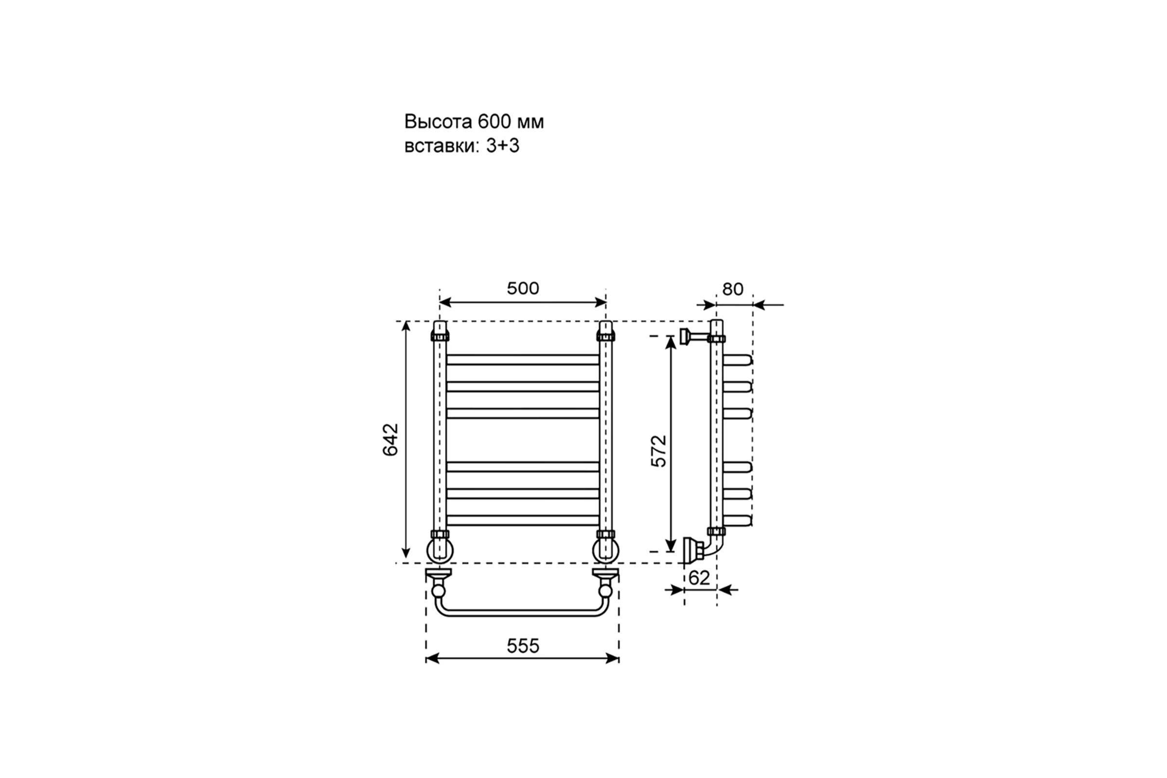 Водяной полотенцесушитель Primoclima Step Water Inox 60х50 3_3 PCStepWInox60503.3